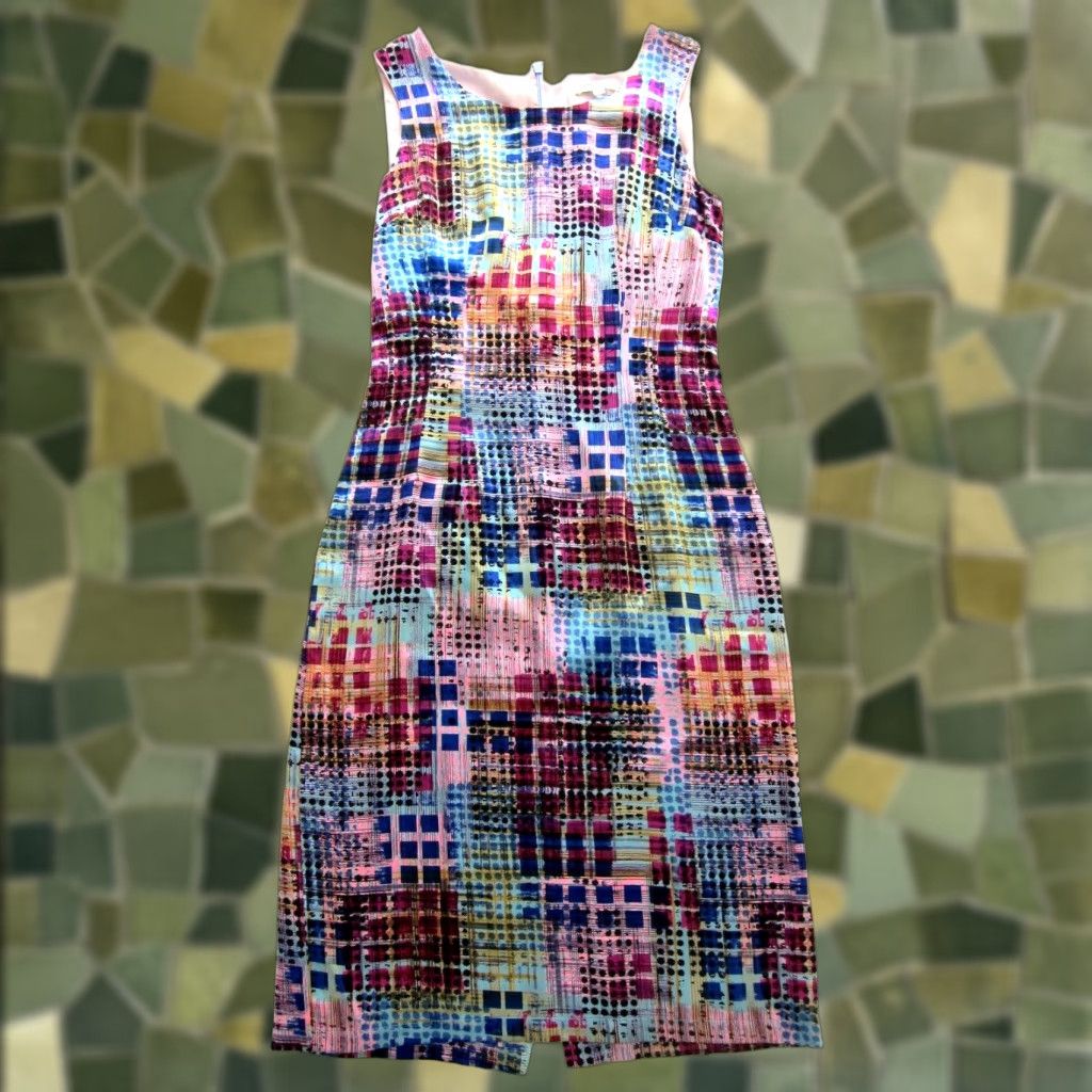 Pinko Mercy Jones 100% Rayon Pink Blue Plaid Sleeveless Sheath Tank Dress Small Size S / US 4 / IT 40 - 1 Thumbnail