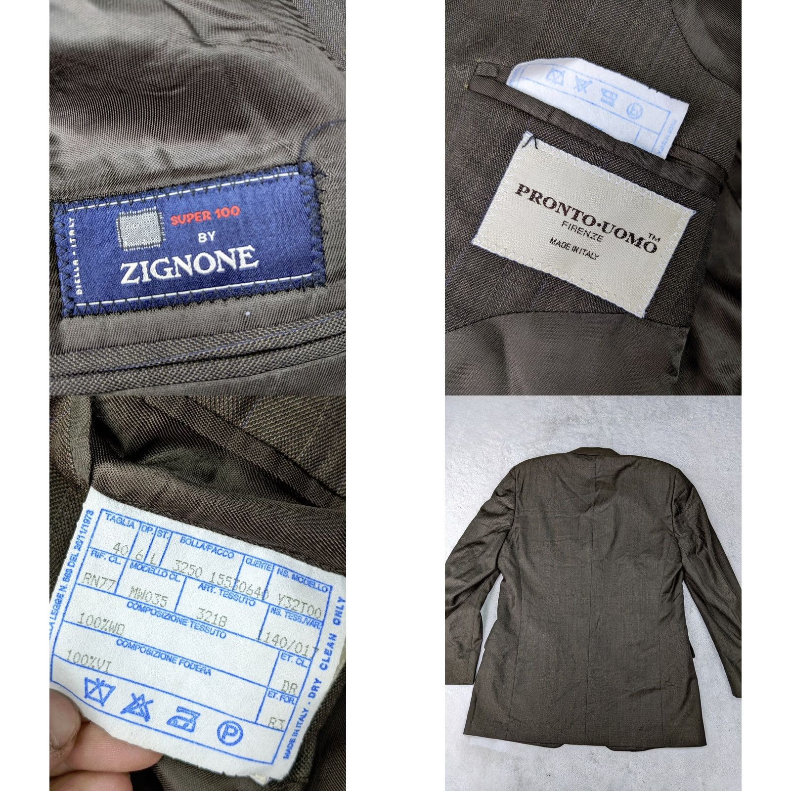 Pronto Uomo Pronto Uomo Firenze Blazer Jacket 40L Gray Herringbone Wool Super 100 Italy Men Thin-Notch Lapel 3 Button Long Sleeve Regular Jacket Size 40R - 8 Thumbnail