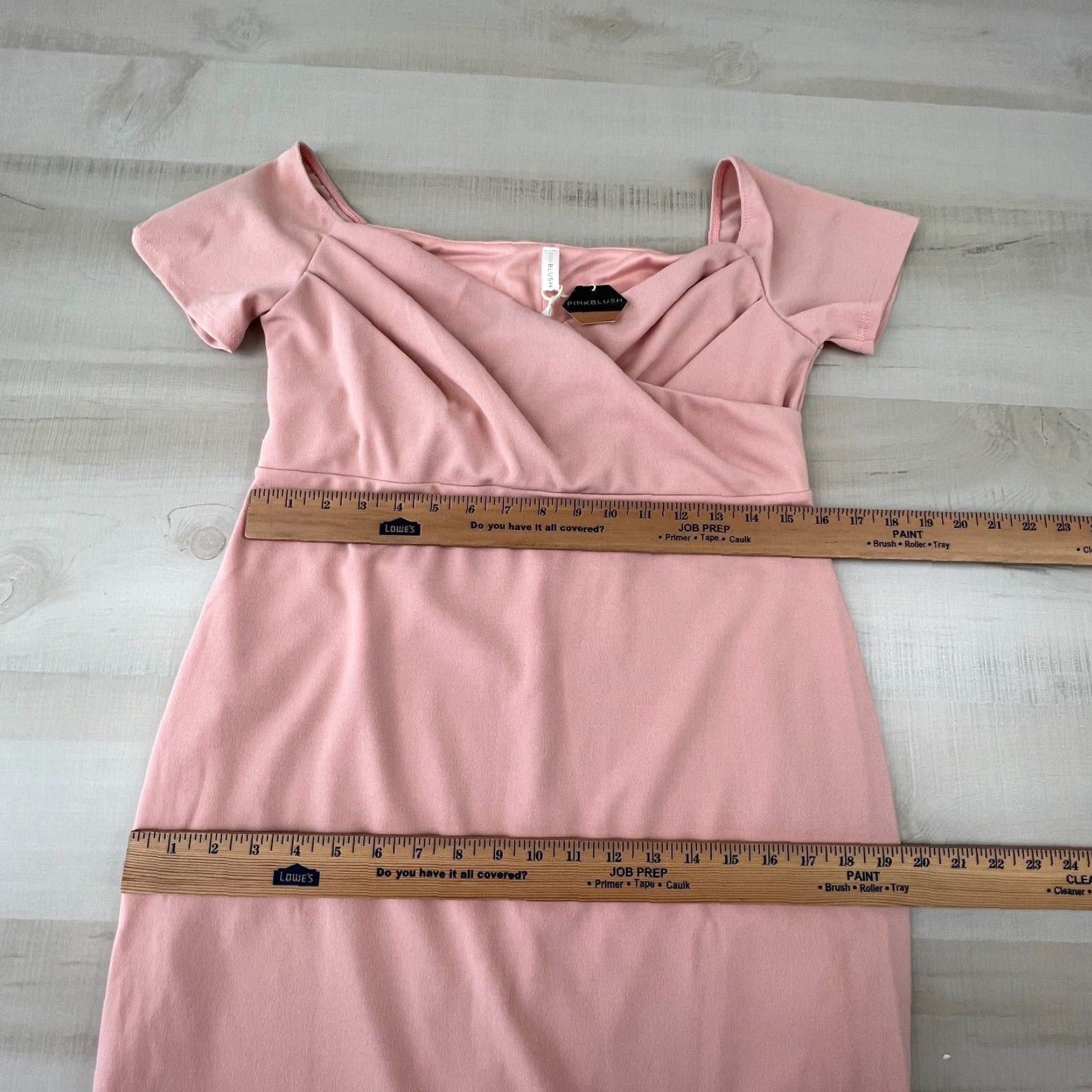 Pinko Pink Blush Womens Dress Sheath V Neck Knee Length XS? Large Pink Of Shoulder - Pink Blush Dress Large Pink Sheath V-Neck Short Sleeve, New Size L / US 10 / IT 46 - 6 Thumbnail