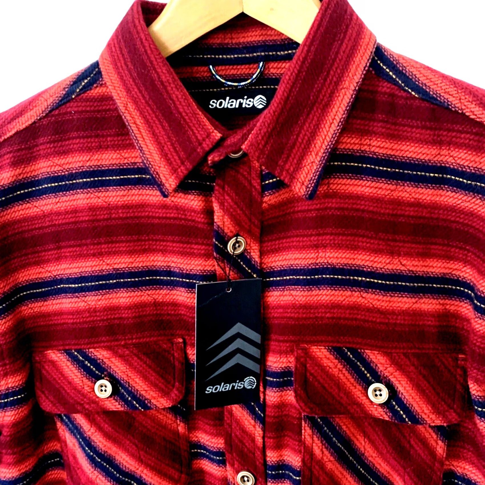 Vintage SOLARIS Shirt Mens Medium Flannel Shacket Heavyweight Red Stripe NEW Size US M / EU 48-50 / 2 - 2 Thumbnail