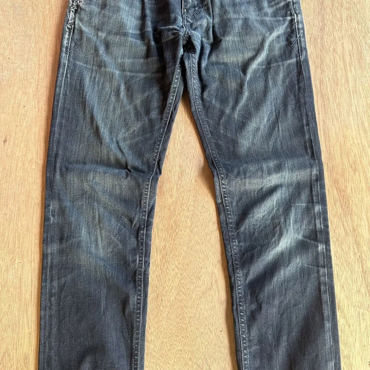 GAS GAS JEANS VINTAGE LABEL COW LEATHER DISTRESSED DENIM PANTS Size US 30 / EU 46 - 2 Thumbnail