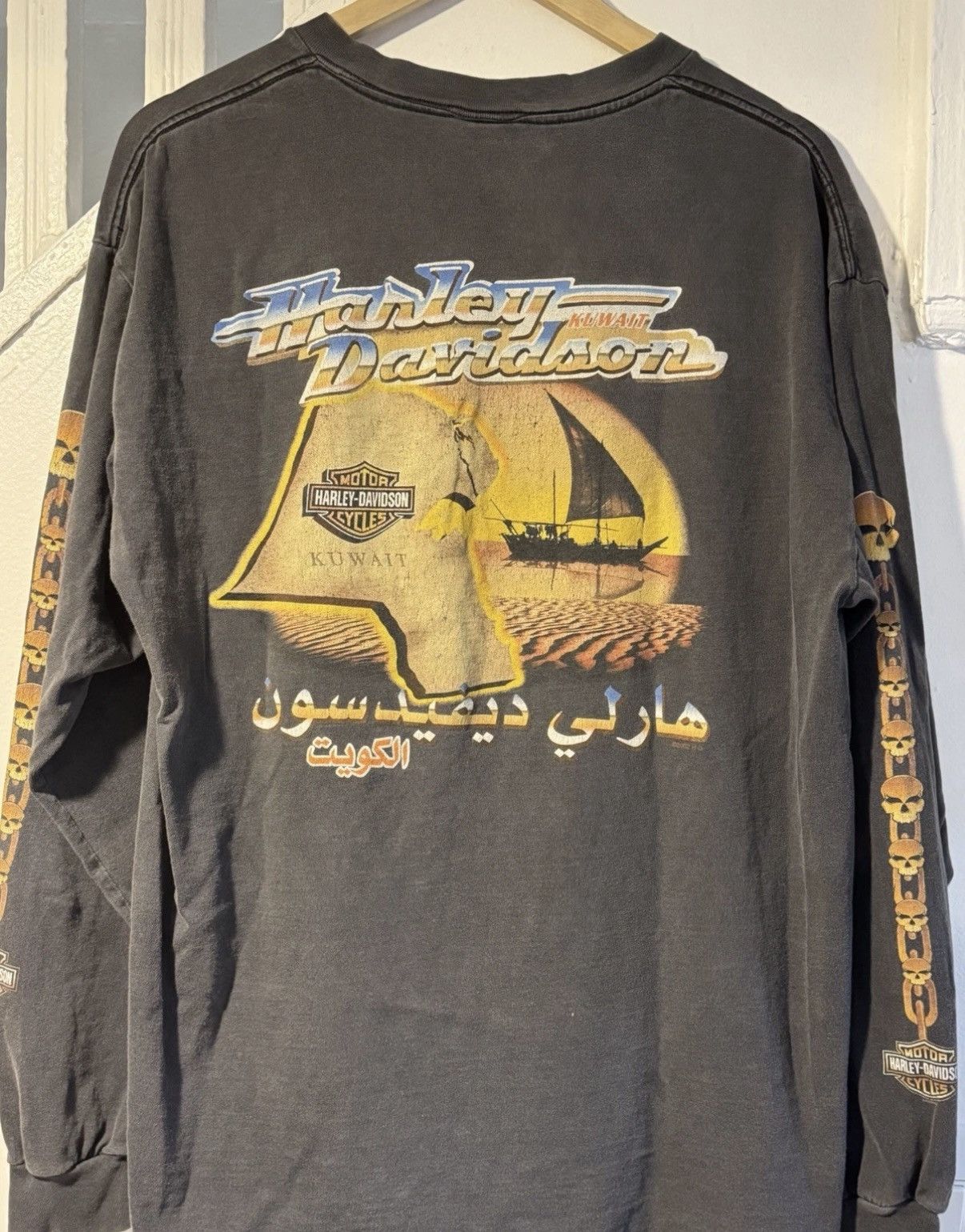 Harley Davidson Vintage Harley-Davidson Kuwait Long Sleeve Skull Chain Size US M / EU 48-50 / 2 - 4 Thumbnail