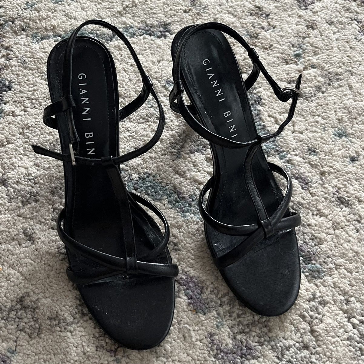 Vintage Gianni Binni Black Strappy Heels Size US 8.5 / IT 38.5 - 2 Thumbnail