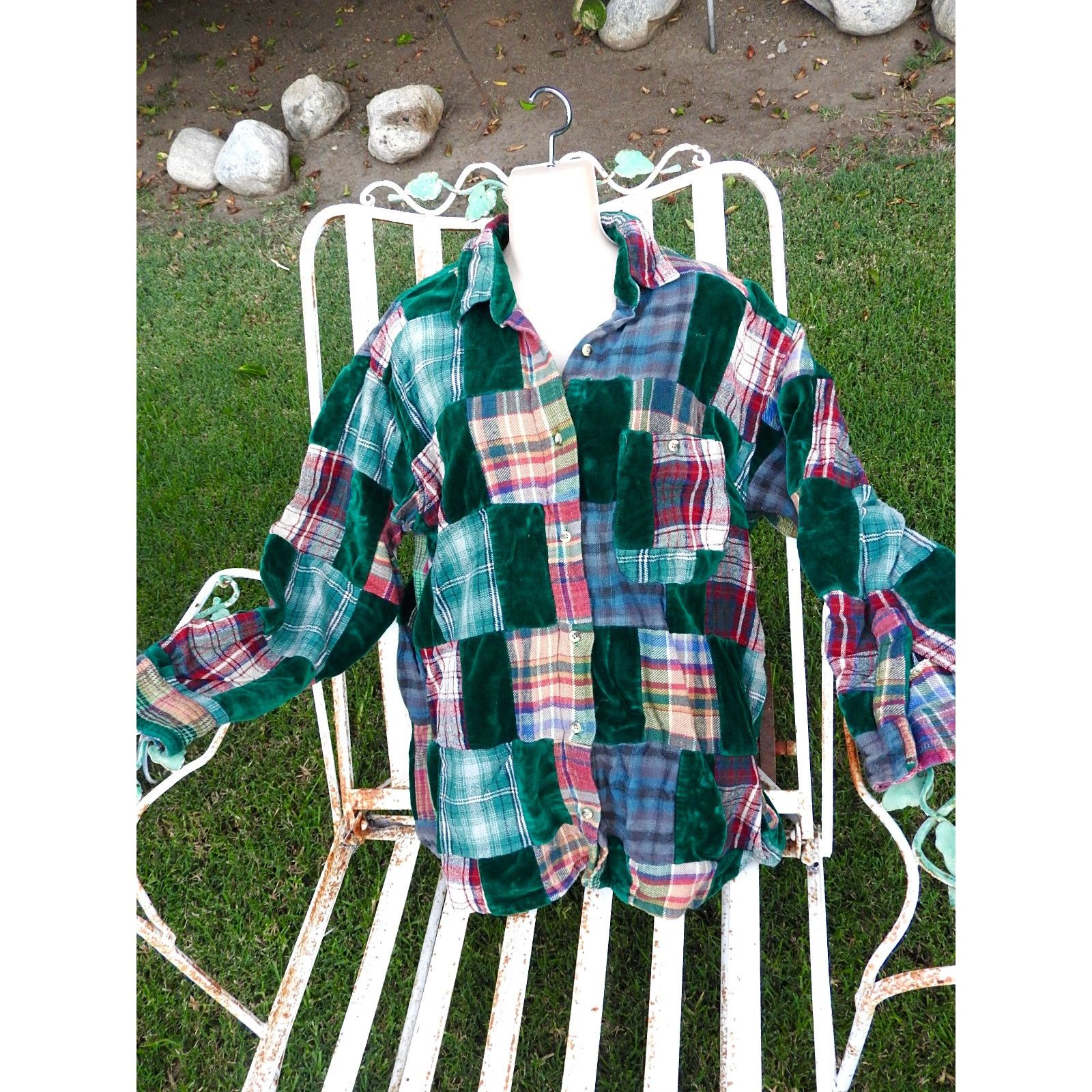 Other VINTAGE VELVET FLANNEL PATCHWORK PLAID SHIRT OR JACKET Size M / US 6-8 / IT 42-44 - 3 Thumbnail