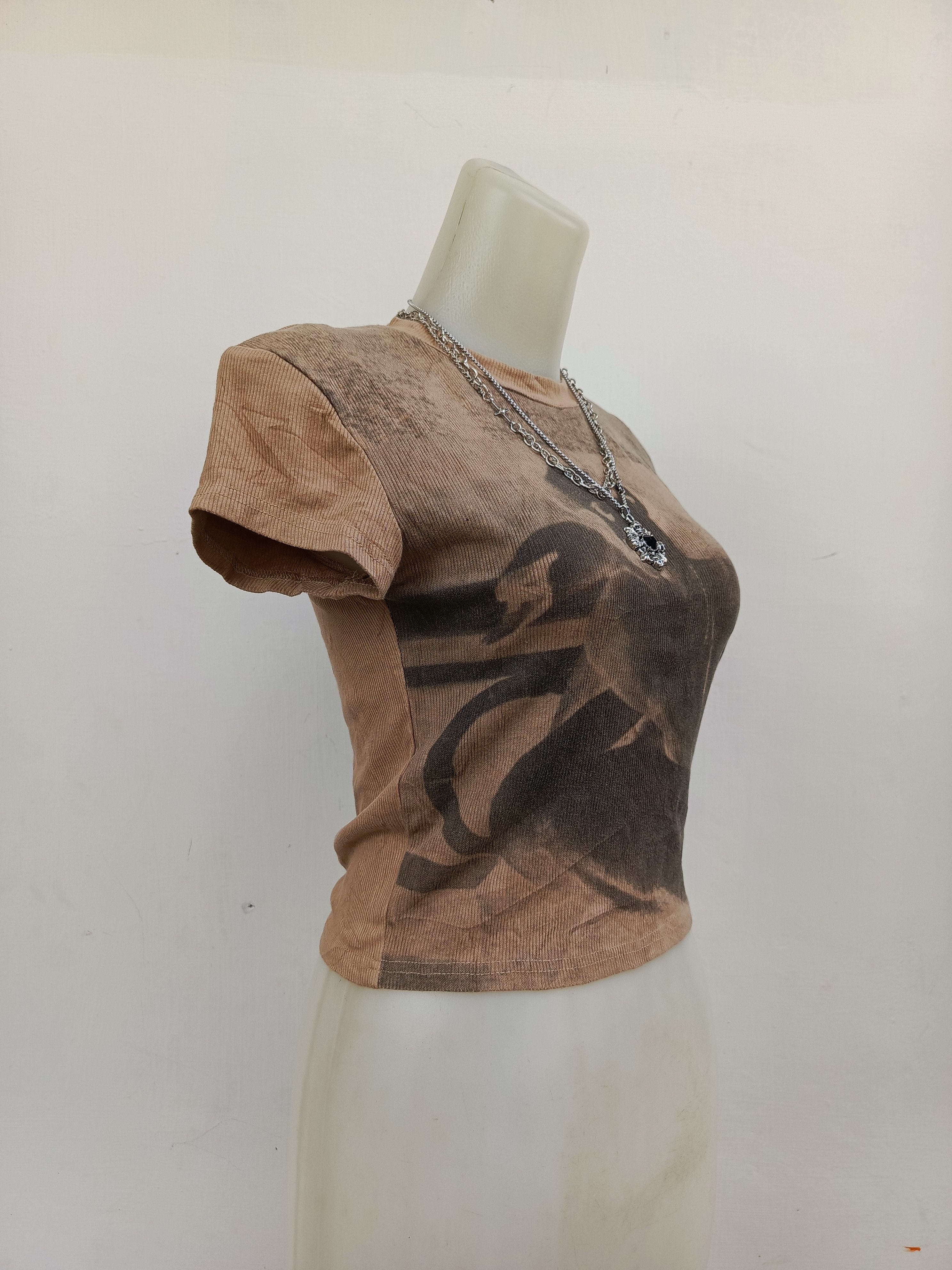 Japanese Brand Enjoy Meet Abstract Graphic Crop Tee Y2K Archive Aesthetic Size M / US 6-8 / IT 42-44 - 3 Thumbnail