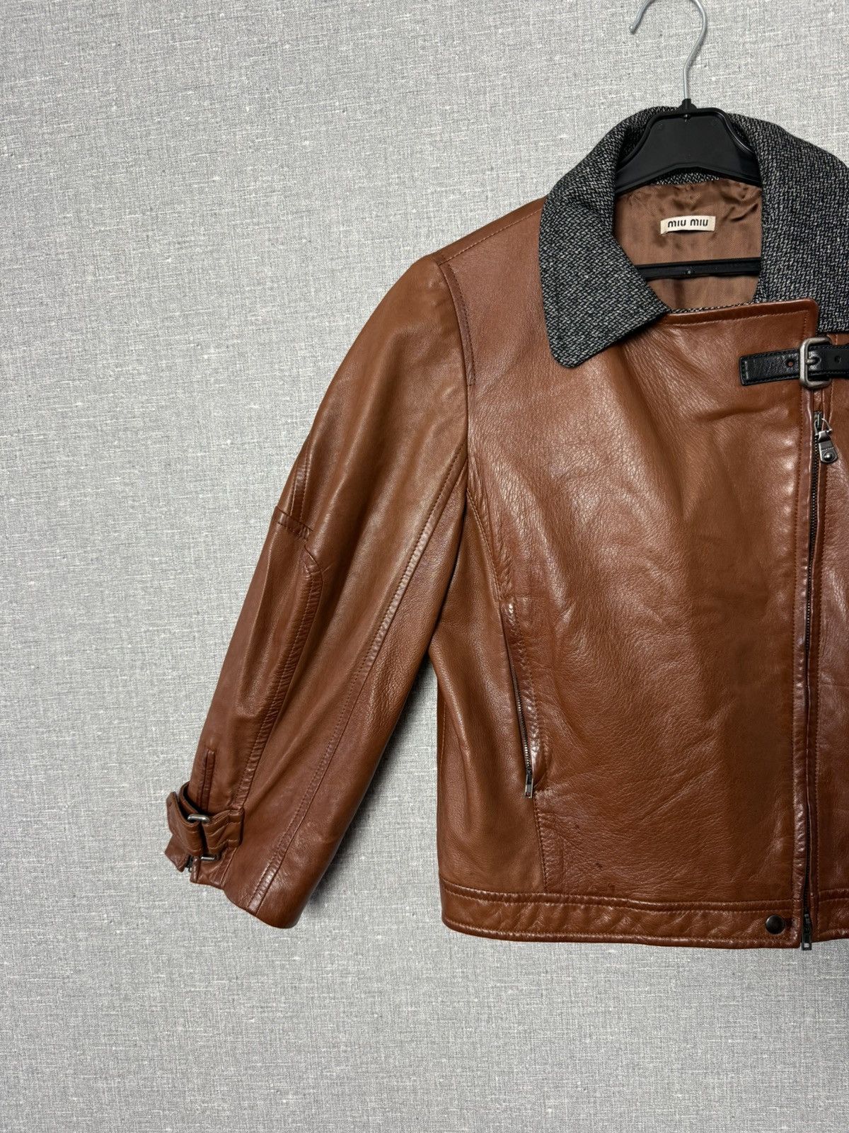 Miu Miu Miu Miu Lambskin Leather Biker Jacket with Buckle Cuffs sz44 Size M / US 6-8 / IT 42-44 - 14 Thumbnail