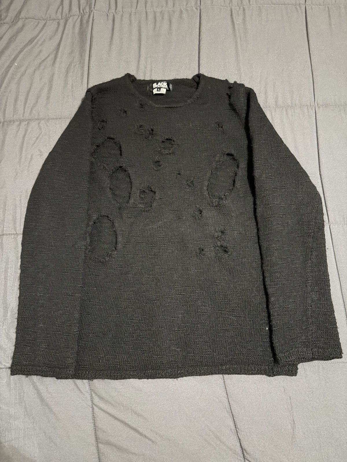 Comme des Garcons Black Comme Des Garcon Black Distressed Sweater Size US L / EU 52-54 / 3 - 1 Thumbnail