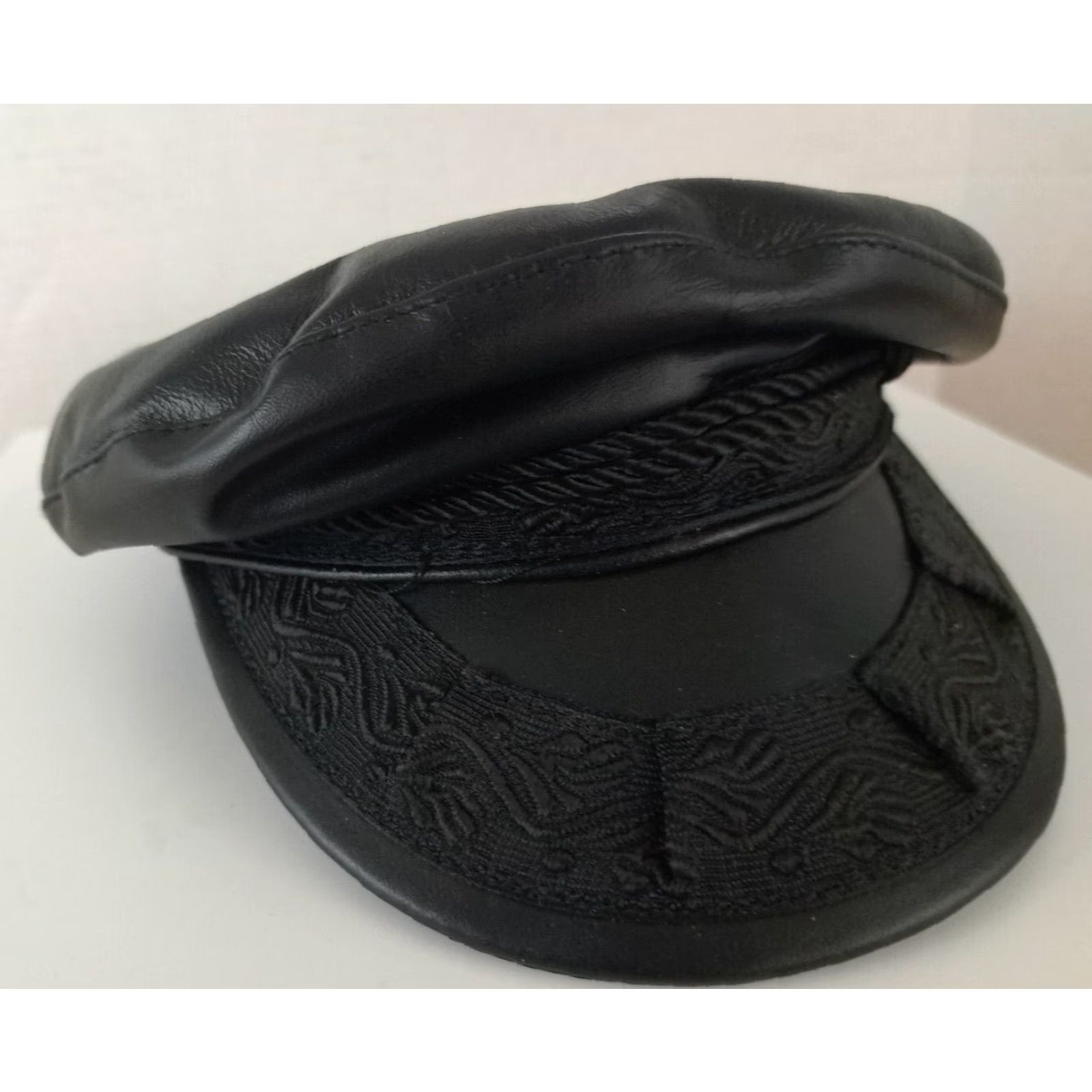 Vintage VINTAGE Genuone Leather Motorcycle Hat Leather with Trim Ladies Large USA Made Black Size ONE SIZE - 2 Thumbnail
