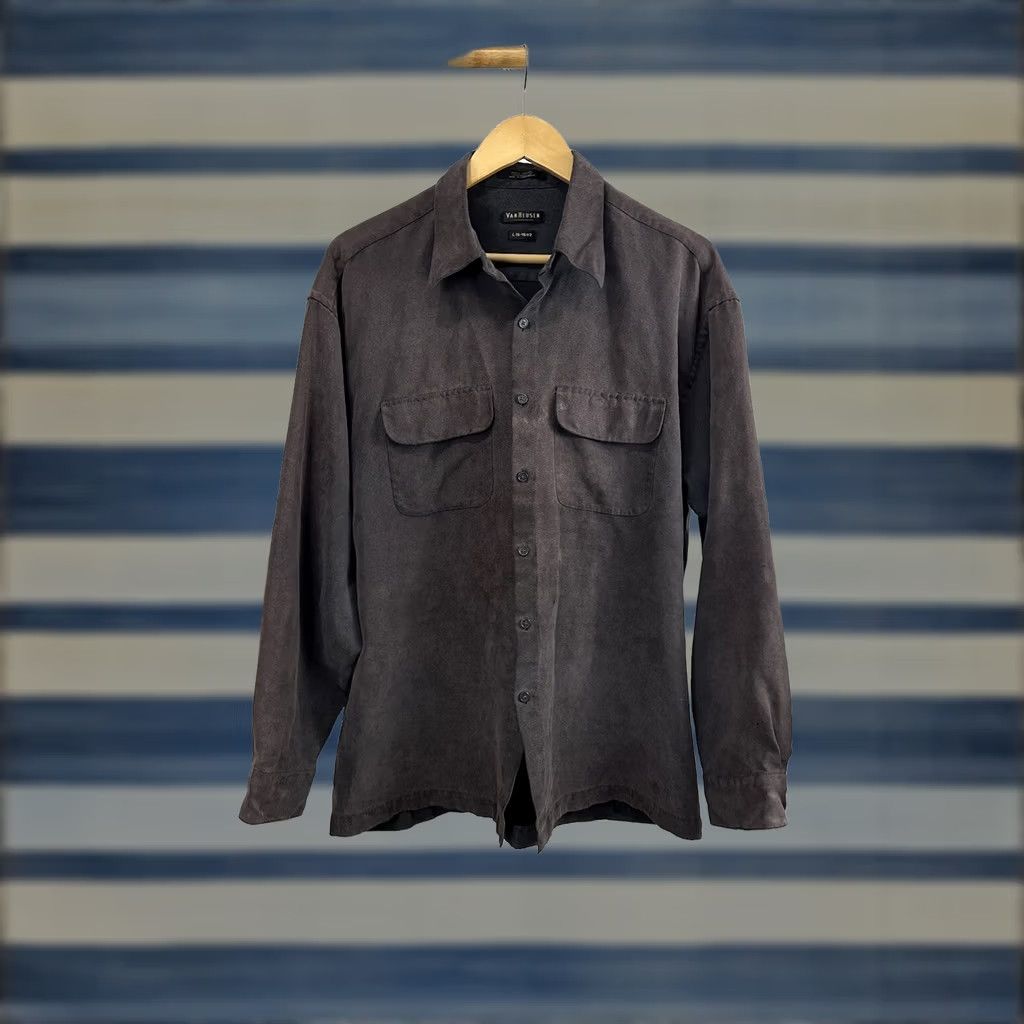 Van Heusen VTG Van Heusen Button-Up Shirt L Charcoal Long Sleeve Fading Wear Suede Leather 80s 90s Mens Size US L / EU 52-54 / 3 - 1 Thumbnail