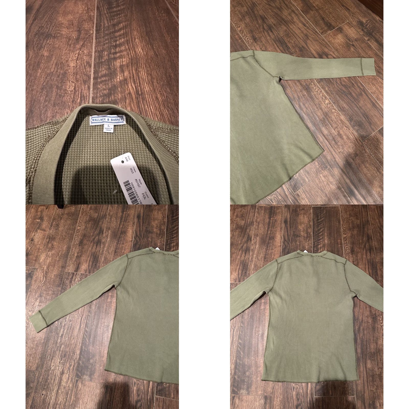 Wallace & Barnes NWT WALLACE & BARNES Mens Large Waffle Thermal Henley Shirt Green AD157 Size US L / EU 52-54 / 3 - 8 Thumbnail