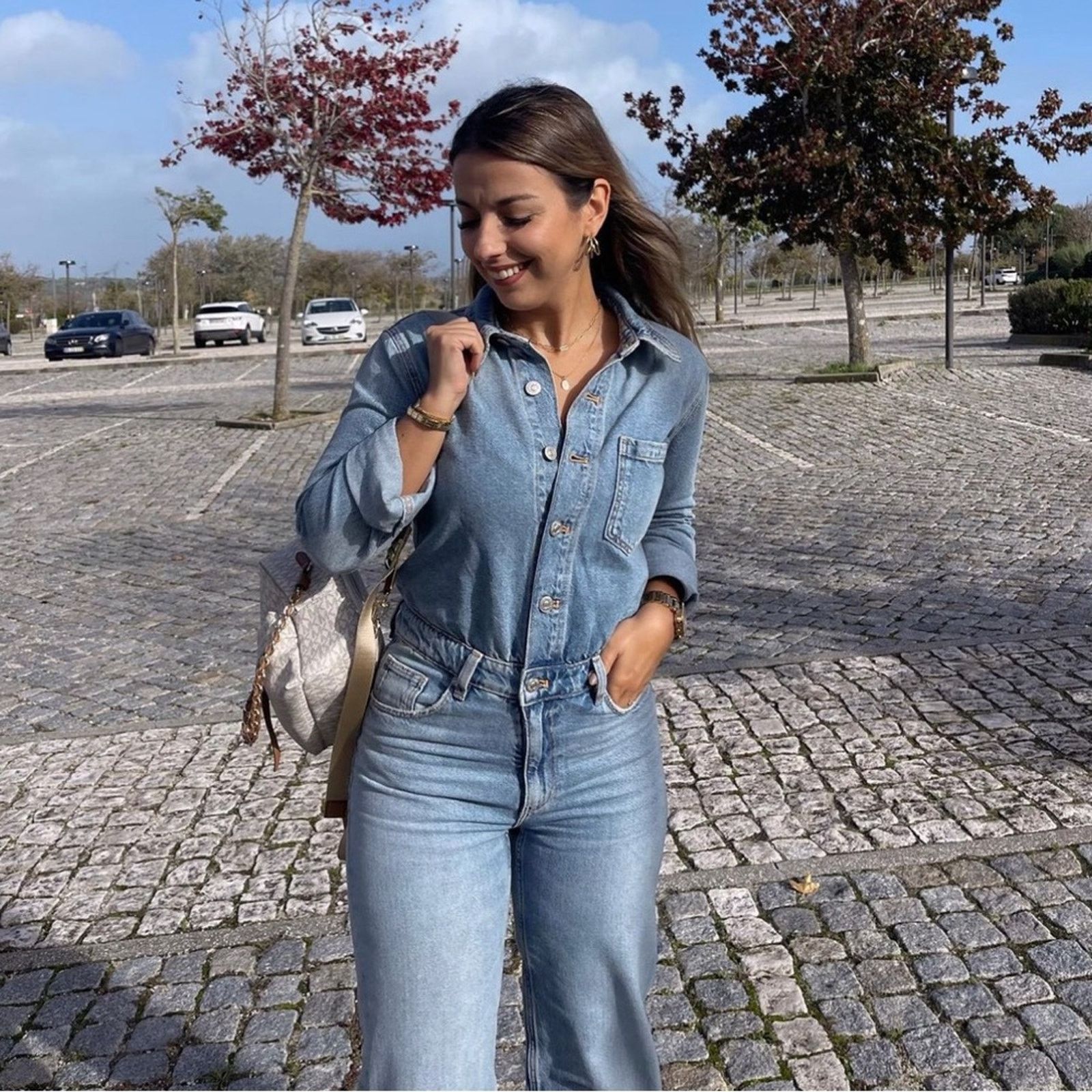 Zara ZARA BLOGGER FAVORITE TRF LONG DENIM JUMPSUIT Size 28" / US 6 / IT 42 - 4 Thumbnail