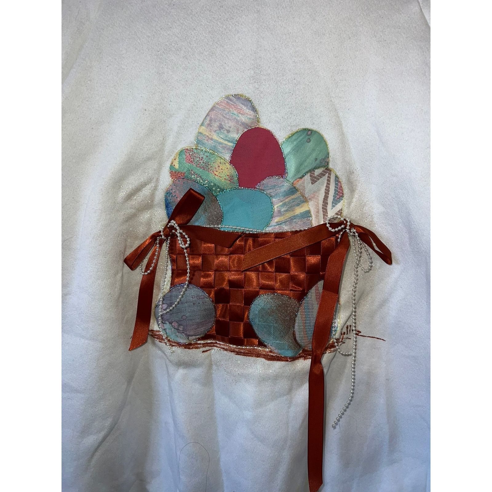 Vintage 90s Vintage Easter Egg Bucket Custom made Sweatshirt VTG L Size US L / EU 52-54 / 3 - 4 Thumbnail