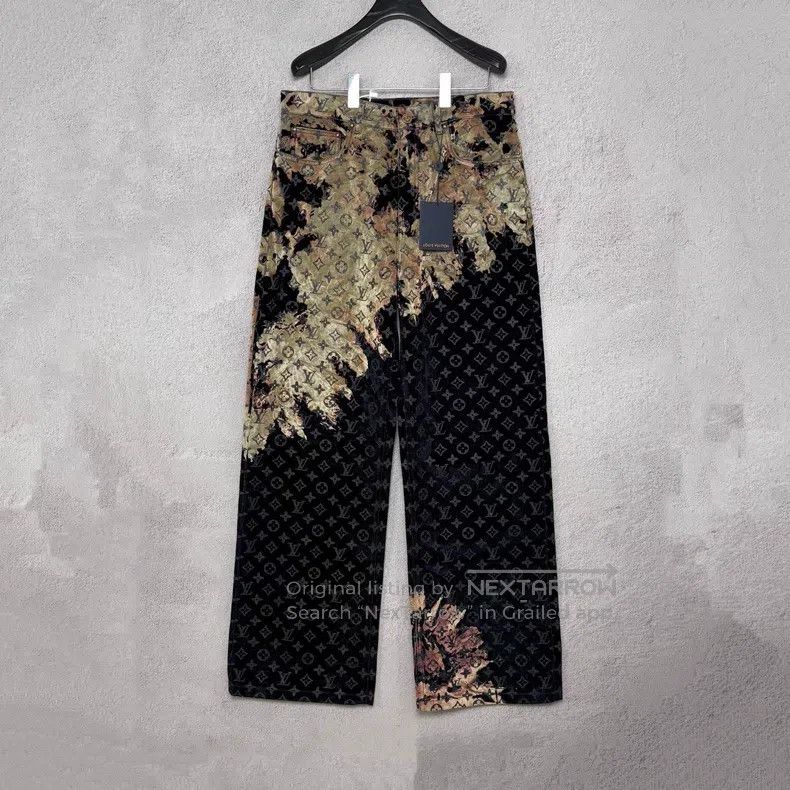 Louis Vuitton Louis Vuitton Fired Cloud Flocked Old Flower Jeans Size US 31 - 1 Thumbnail