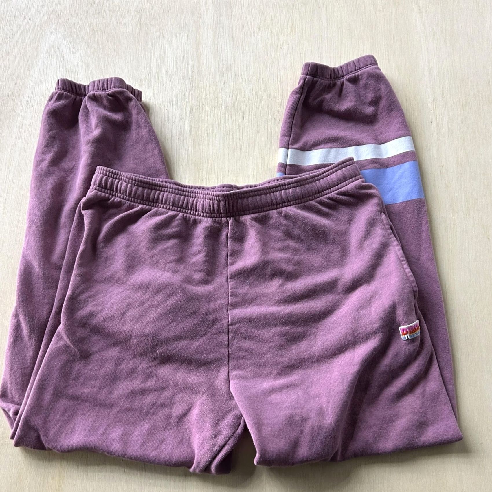 Vintage PINK Victoria's Secret Sweatpants Womens L Pink Terry Stripe Joggers Lounge Tapered Elastic Waist Pockets Size 36" / US 14 / IT 50 - 4 Thumbnail