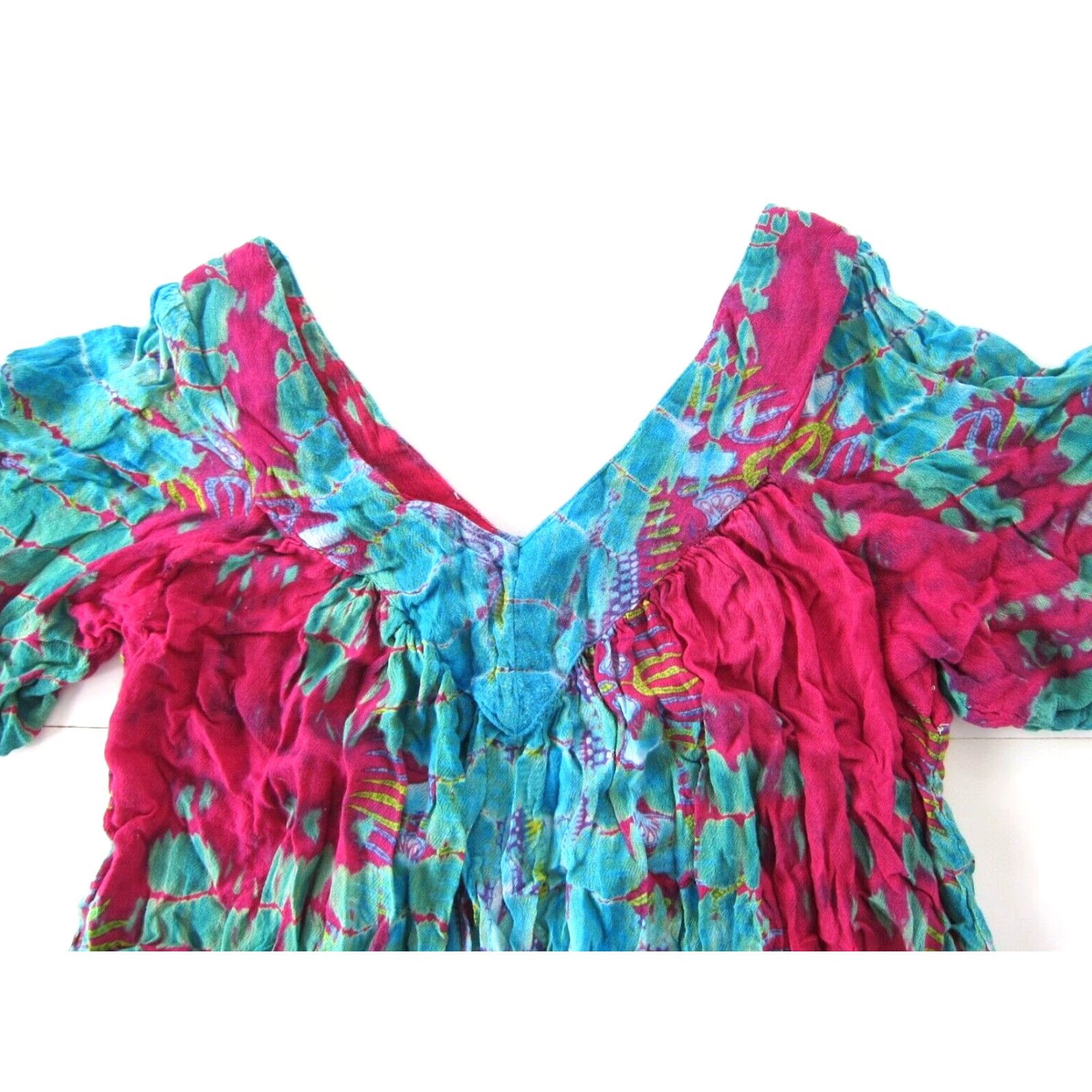 Vintage Vtg Greater Good Blouse Shirt S/M Pink Tie Dye Short Sleeve V-Neck Size S / US 4 / IT 40 - 5 Thumbnail