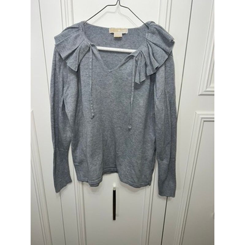 Michael Kors Michael Kors Women's XL Gray Ruffled Knit Pullover Sweater Size XL / US 12-14 / IT 48-50 - 1 Thumbnail
