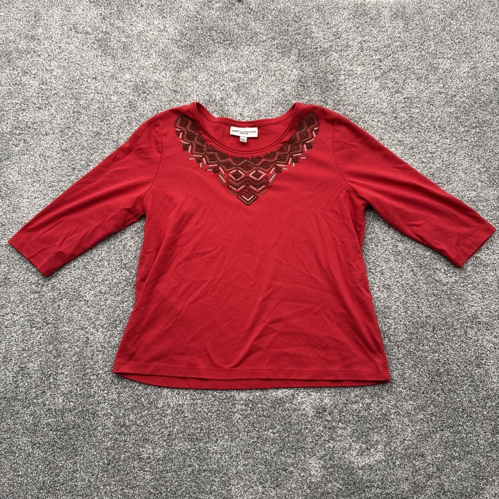 Other Rebecca Malone Top Womens PXL Petite Beaded Embellished Boho Size XL / US 12-14 / IT 48-50 - 1 Thumbnail