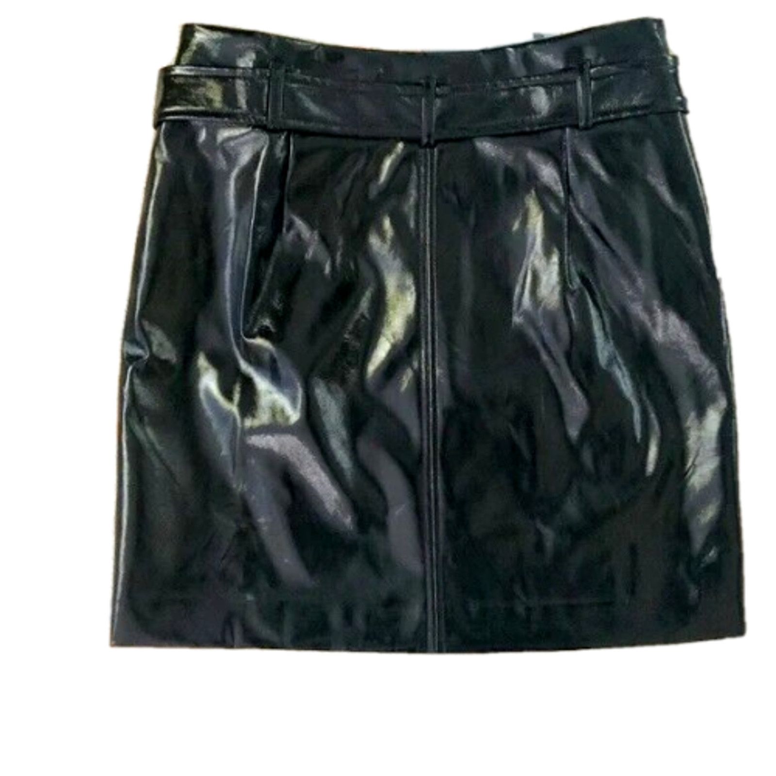 Karl Lagerfeld KARL LAGERFELD PARIS BLACK PATENT PU LEATHER MINI GOGO SKIRT Size 32" / US 10 / IT 46 - 3 Thumbnail
