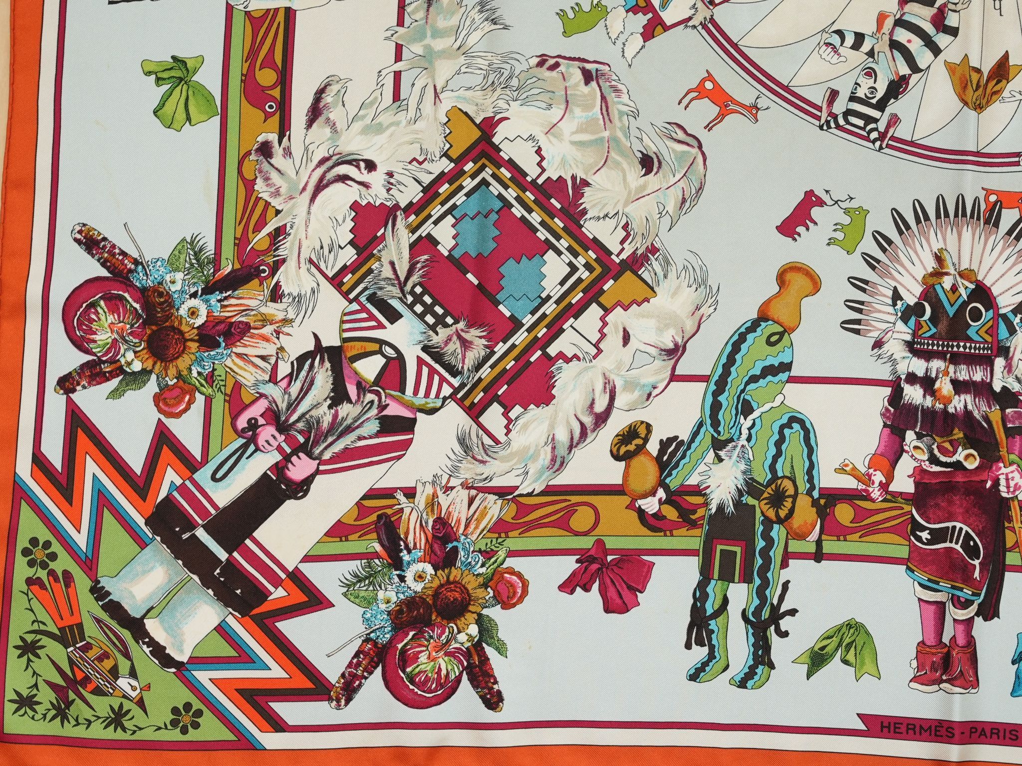 Hermes Hermes Scarf Kachina by Kermit Oliver 90 cm silk native Size ONE SIZE - 7 Thumbnail