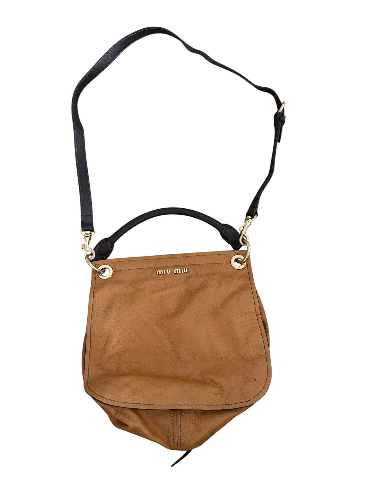 Miu Miu Miu Miu Leather Drawstring Flap Hobo Bag Size ONE SIZE - 3 Thumbnail