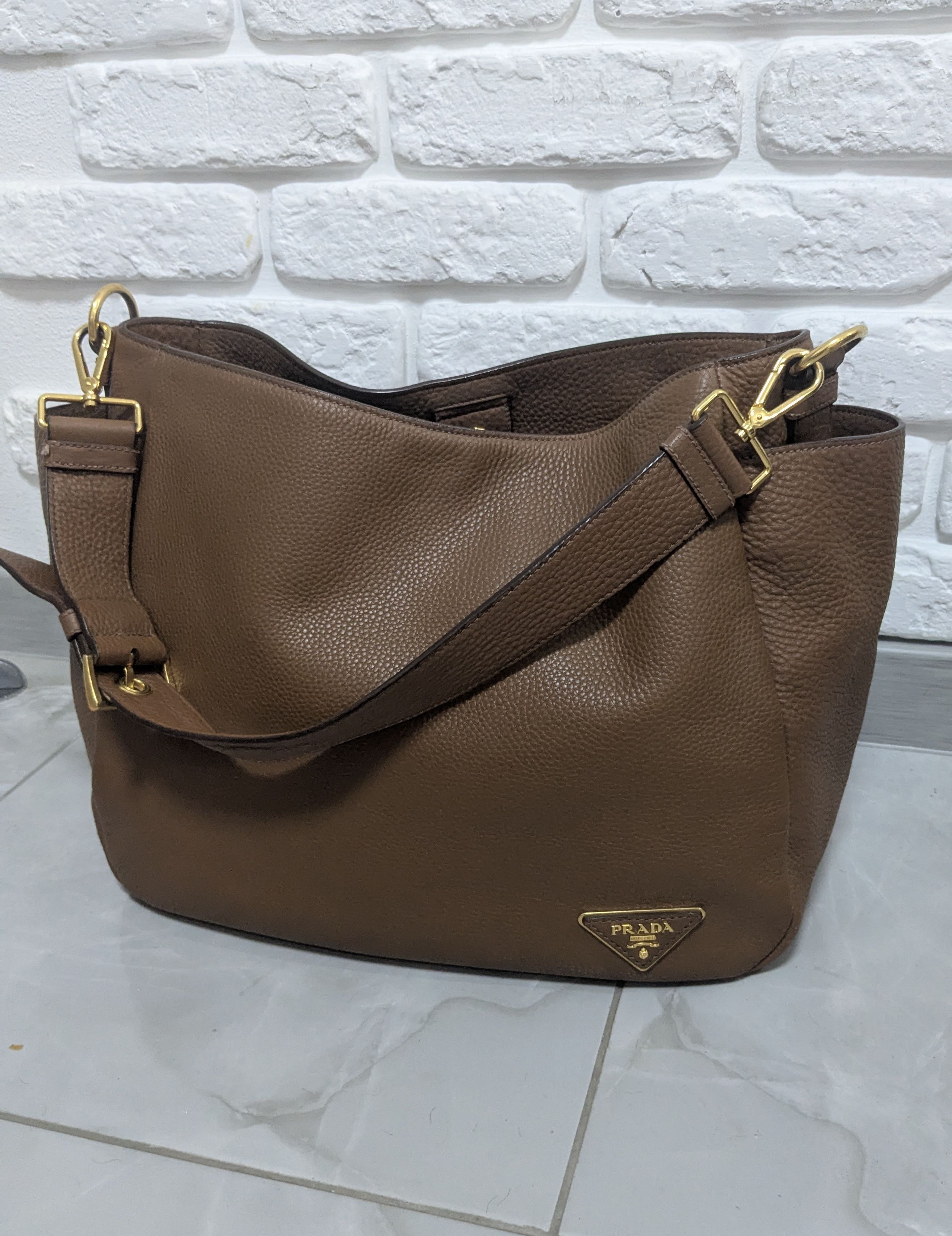 Prada Prada Camel Daino Leather Hobo Shoulder Bag Size ONE SIZE - 1 Thumbnail