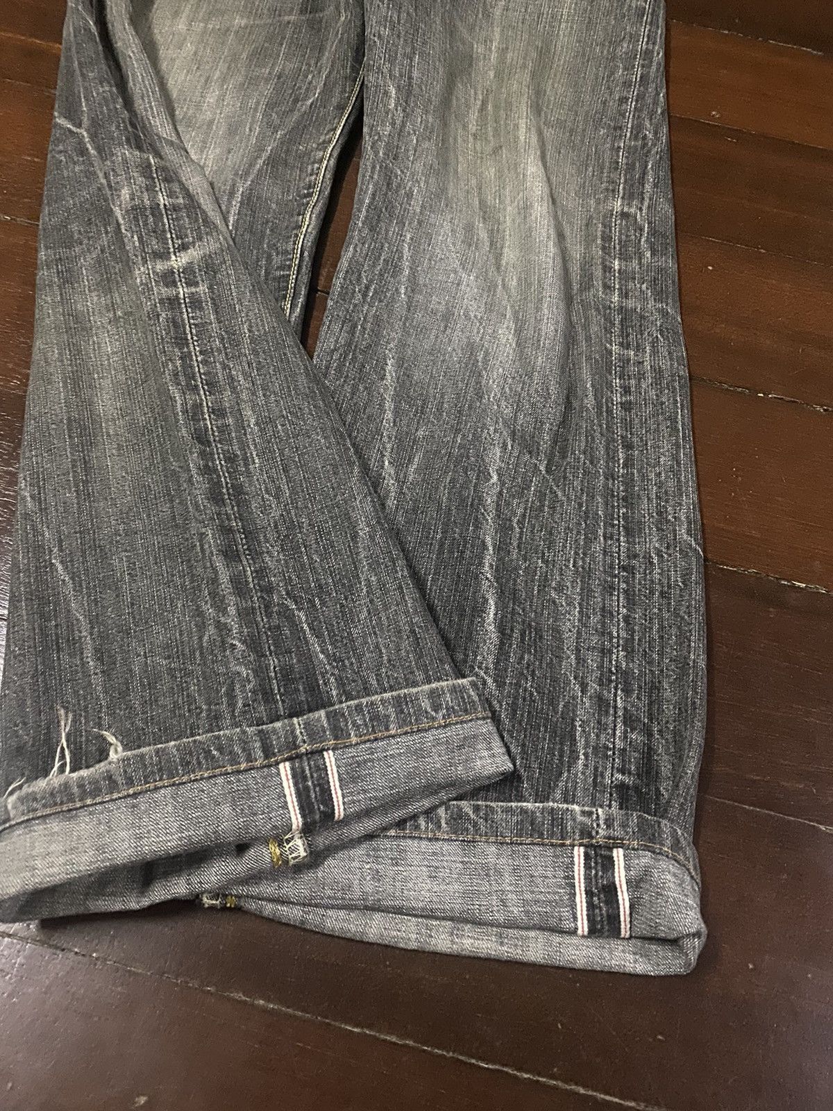 Edwin Vintage Edwin 505 BXX Selvedge FLARE JEANS THUNDER Size US 33 - 20 Thumbnail
