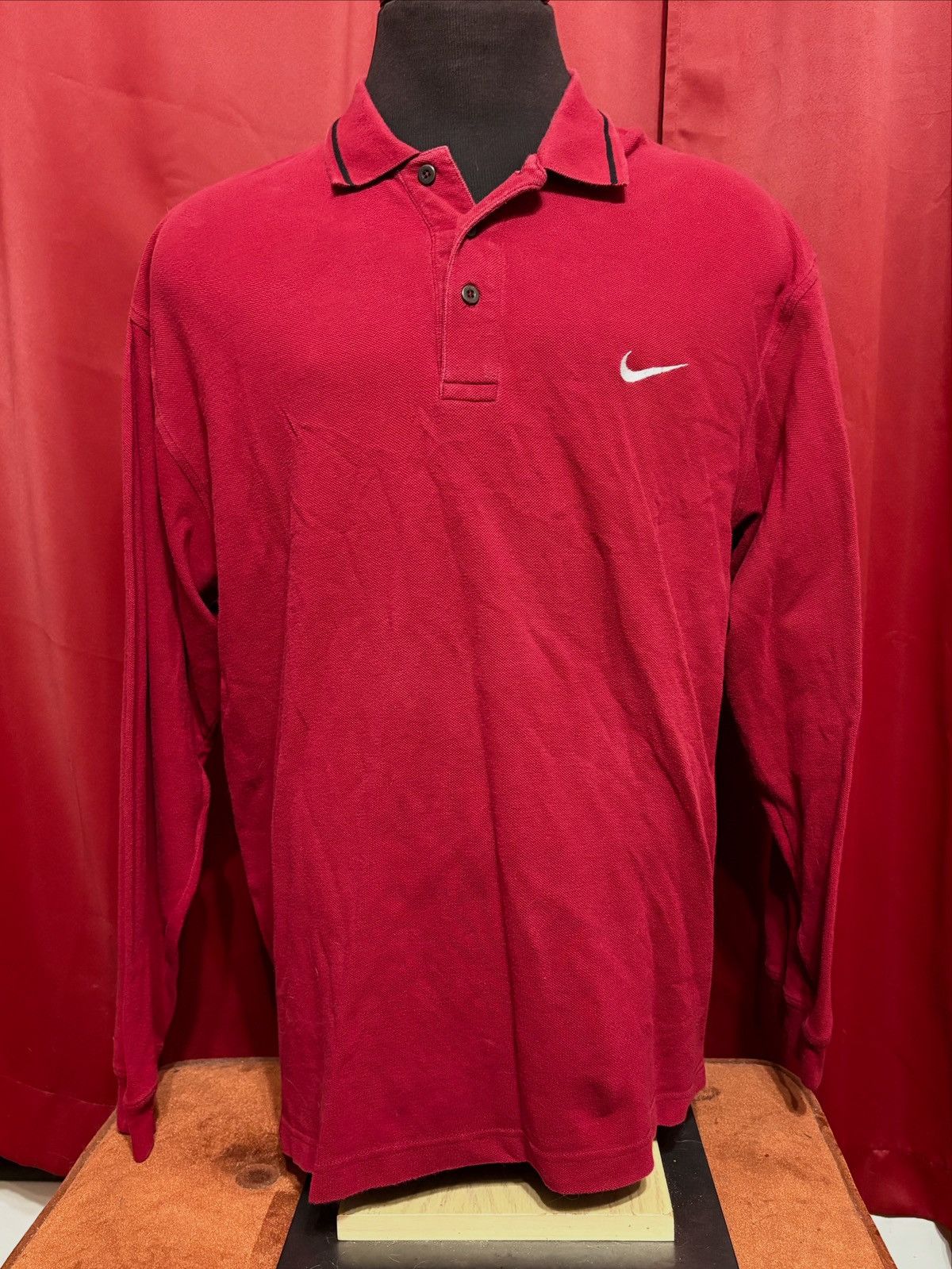 Nike Vintage Nike Polo Long Sleeve Shirt 90’s Maroon Swoosh Grail Size US XL / EU 56 / 4 - 1 Thumbnail