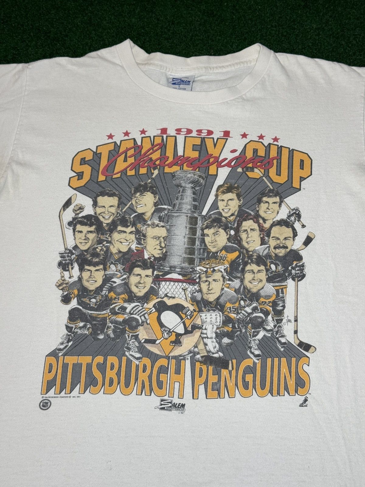 Salem Sportswear Vintage 90s Pittsburgh Penguins Champions Caricature Shirt Size US L / EU 52-54 / 3 - 2 Thumbnail