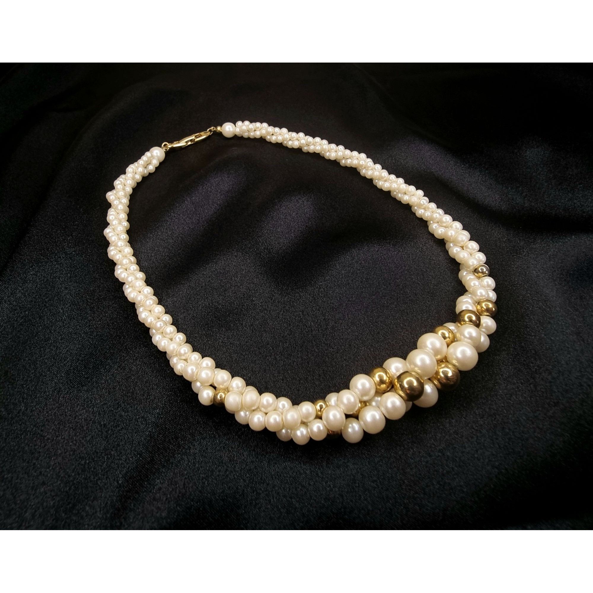Vintage Vintage Napier Double-Strand Faux Pearl & Gold-Tone Beaded N Size ONE SIZE - 1 Thumbnail