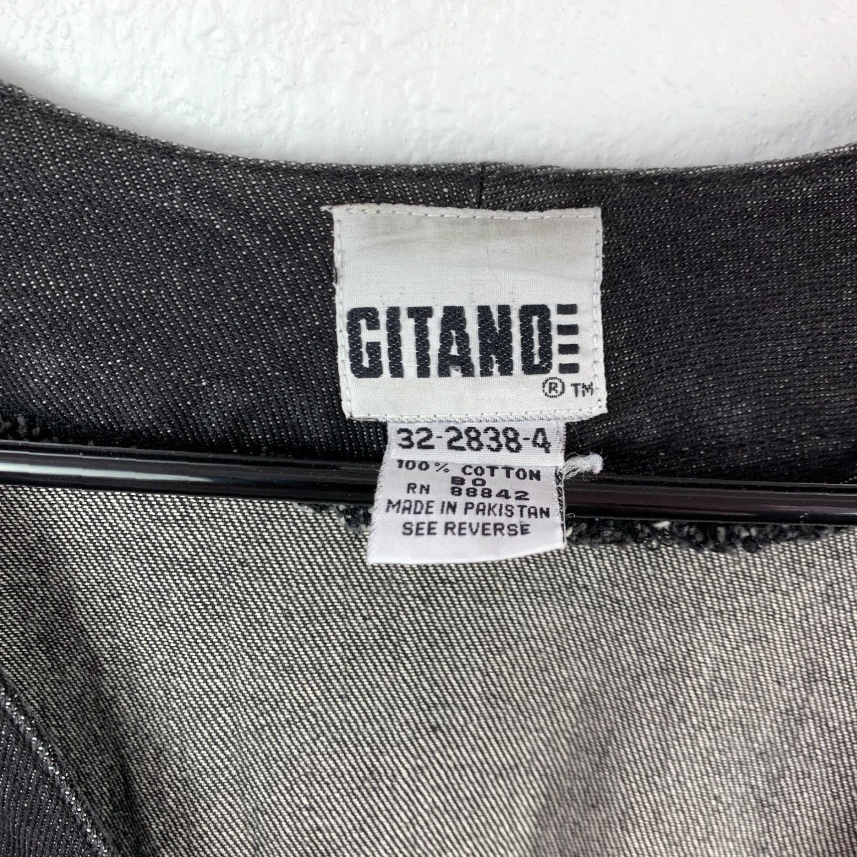 Vintage VINTAGE Gitano Jacket Denim Grunge Black 80s 90s V-Neck Womens XL-XXL Size 40" / US 18 - 6 Thumbnail
