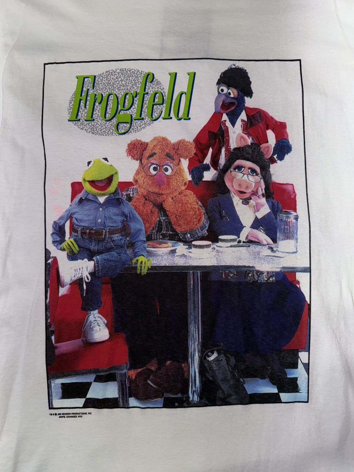 Tultex NOS Vintage 90s Muppets Seinfeld Parody Frogfeld T- Shirt Size US L / EU 52-54 / 3 - 1 Thumbnail