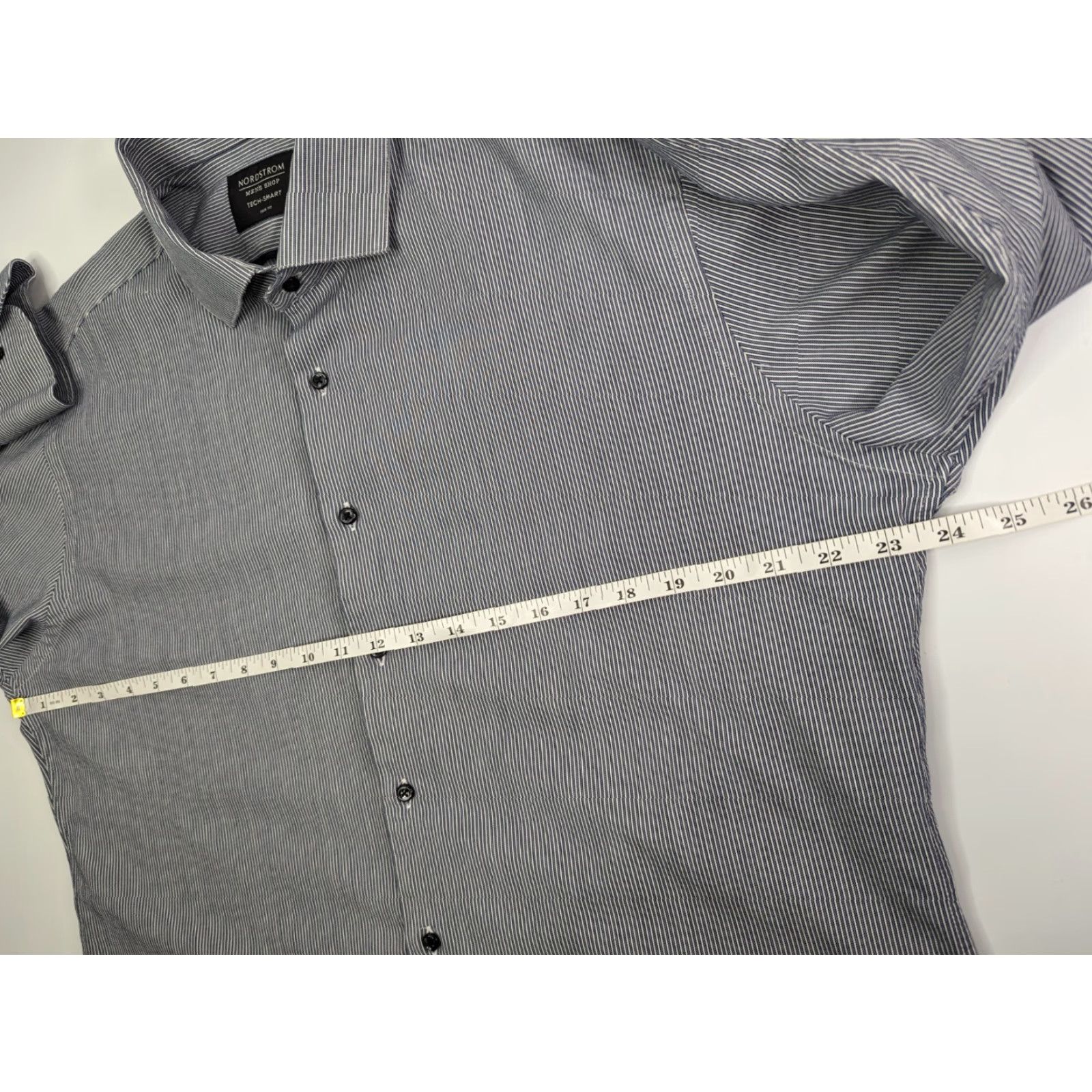Nordstrom Nordstrom Dress Shirt Men 17 32/33 Grey Stripe Button-Down Collared 30 in 50 in Chest Regular Knit Cotton Casual Formal Shirt Size 46R - 5 Thumbnail