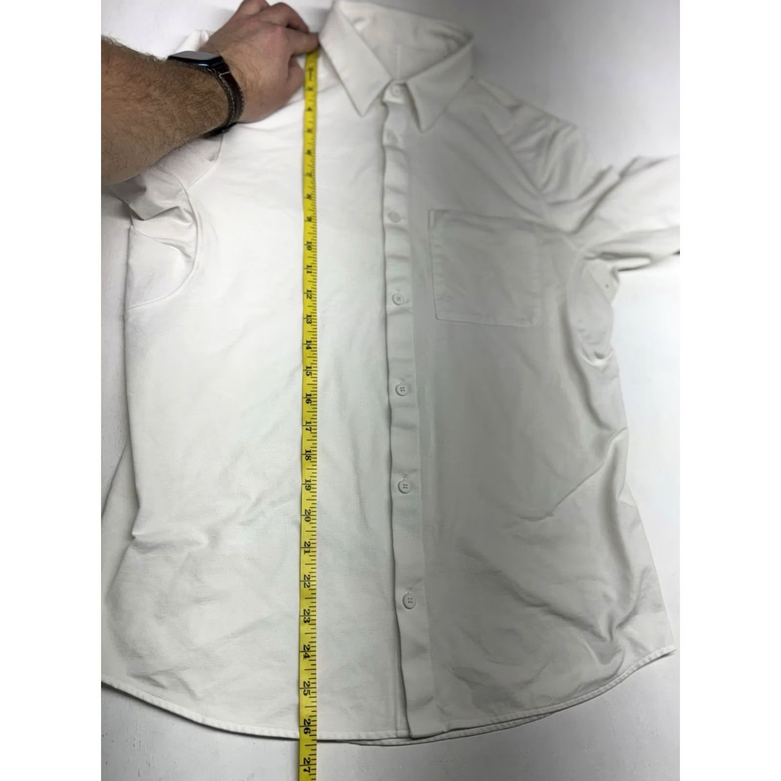Lululemon Lululemon Shirt Mens Medium White Solid Polyester Button-Up/Collared Long Sleeve with Pockets Size US M / EU 48-50 / 2 - 3 Thumbnail
