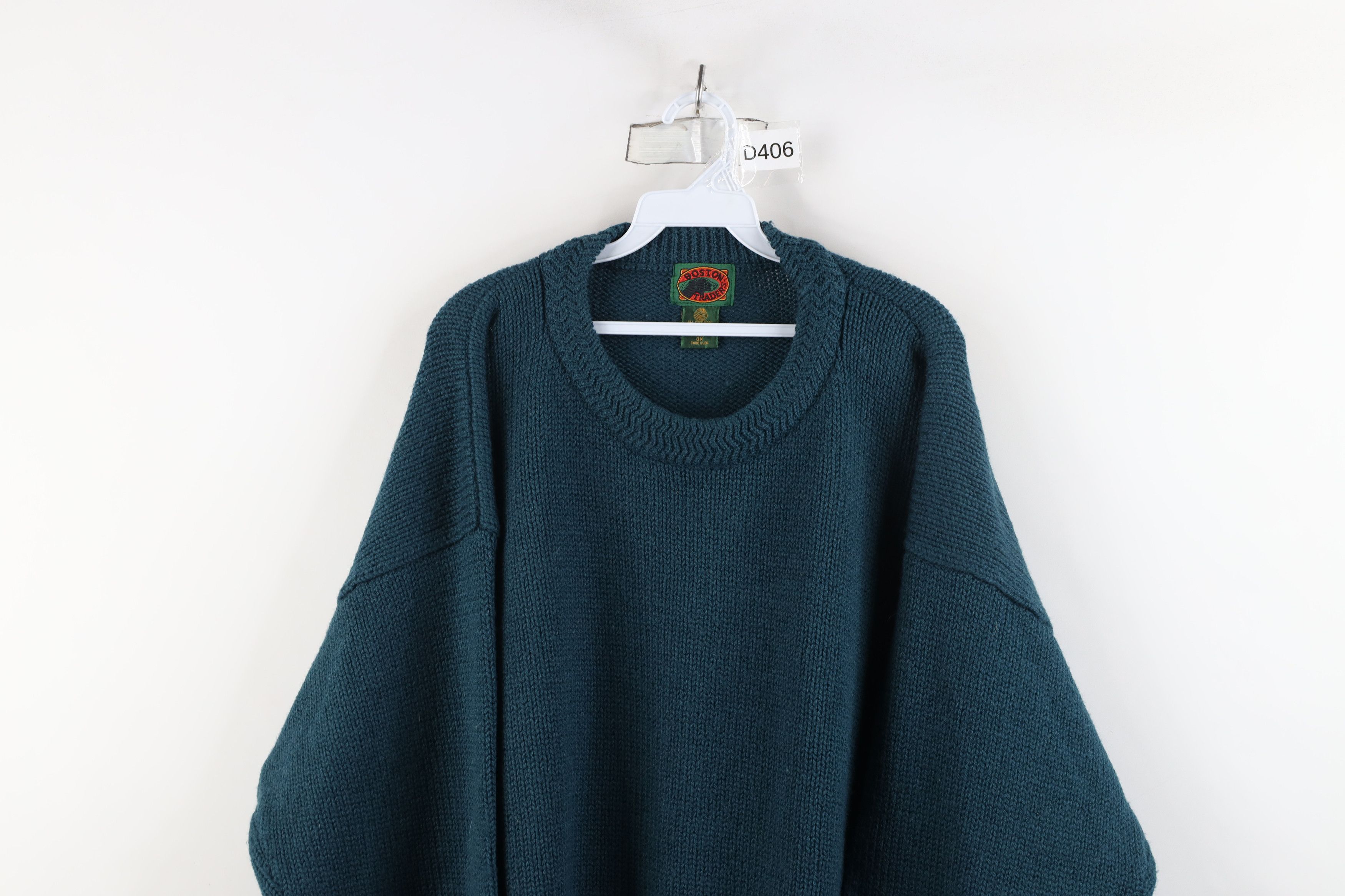 Vintage Vintage 90s Streetwear Heavyweight Wool Knit Sweater Teal Size US XXL / EU 58 / 5 - 2 Thumbnail