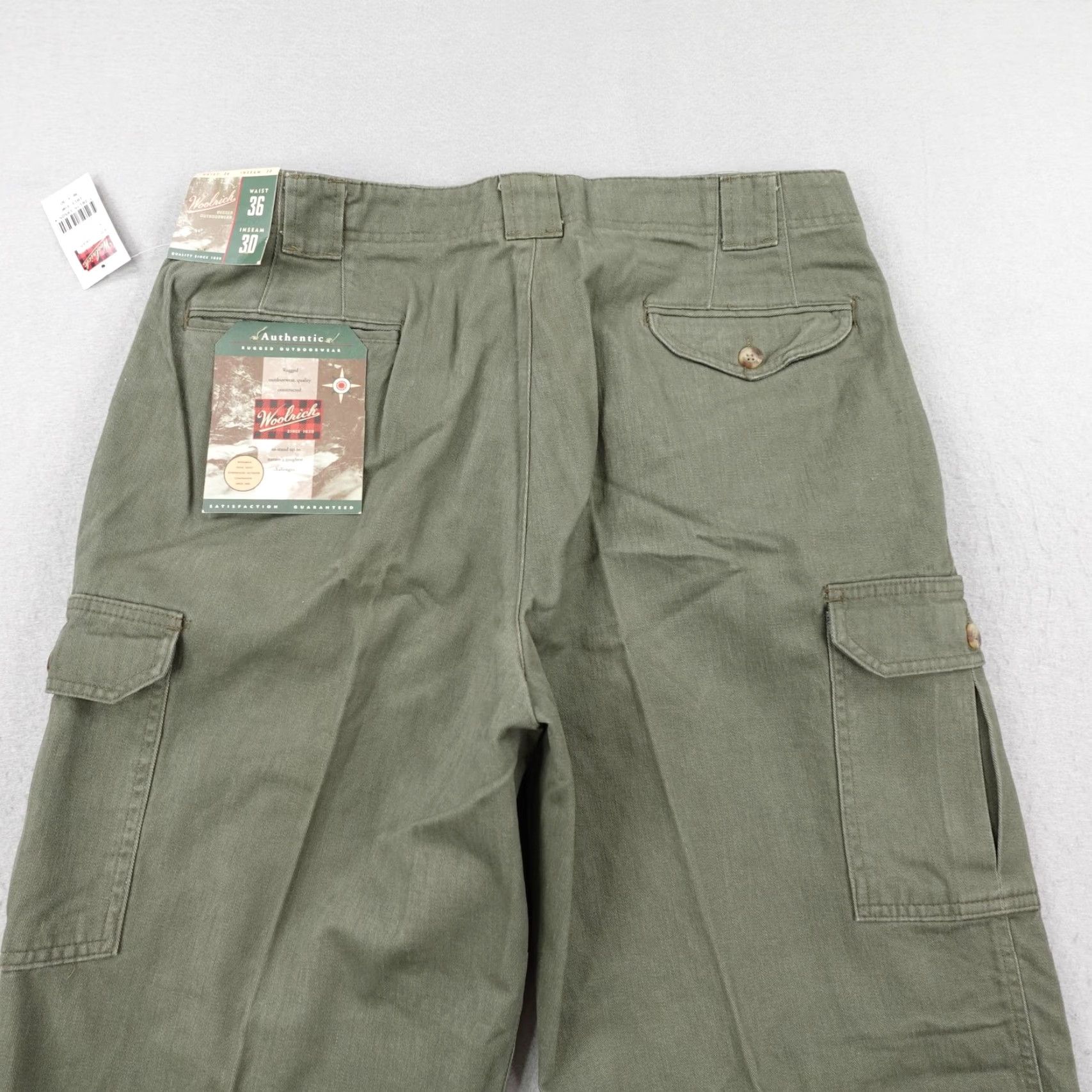 Vintage VINTAGE Woolrich Pants Mens 36x30 Cargo Canvas Green 90s Workwear Pleated Ready to Ship Mens Size US 36 / EU 52 - 6 Thumbnail