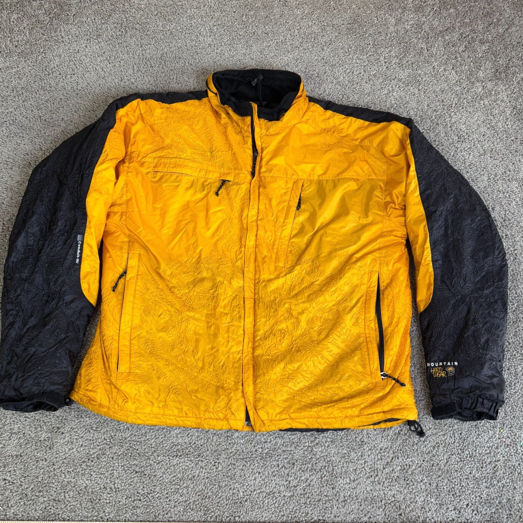Mountain Hardwear Mountain Hardwear Conduit SL Jacket Mens XL Yellow Black Textured Puffer Outdoor Windbreaker Size US XL / EU 56 / 4 - 2 Thumbnail