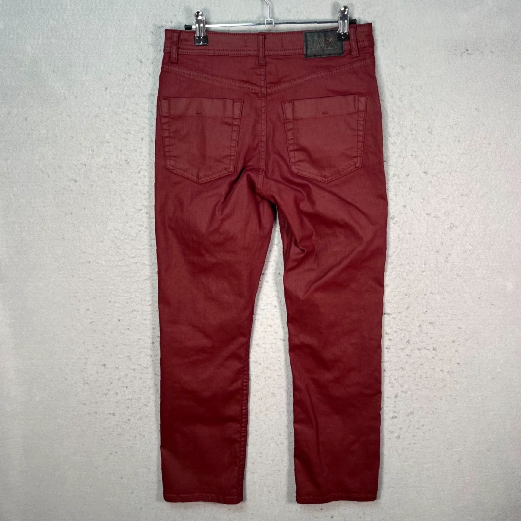 Zara Zara Womens Size 6 Slim Fit Straight Leg Burgundy Pants Size 28" / US 6 / IT 42 - 2 Thumbnail
