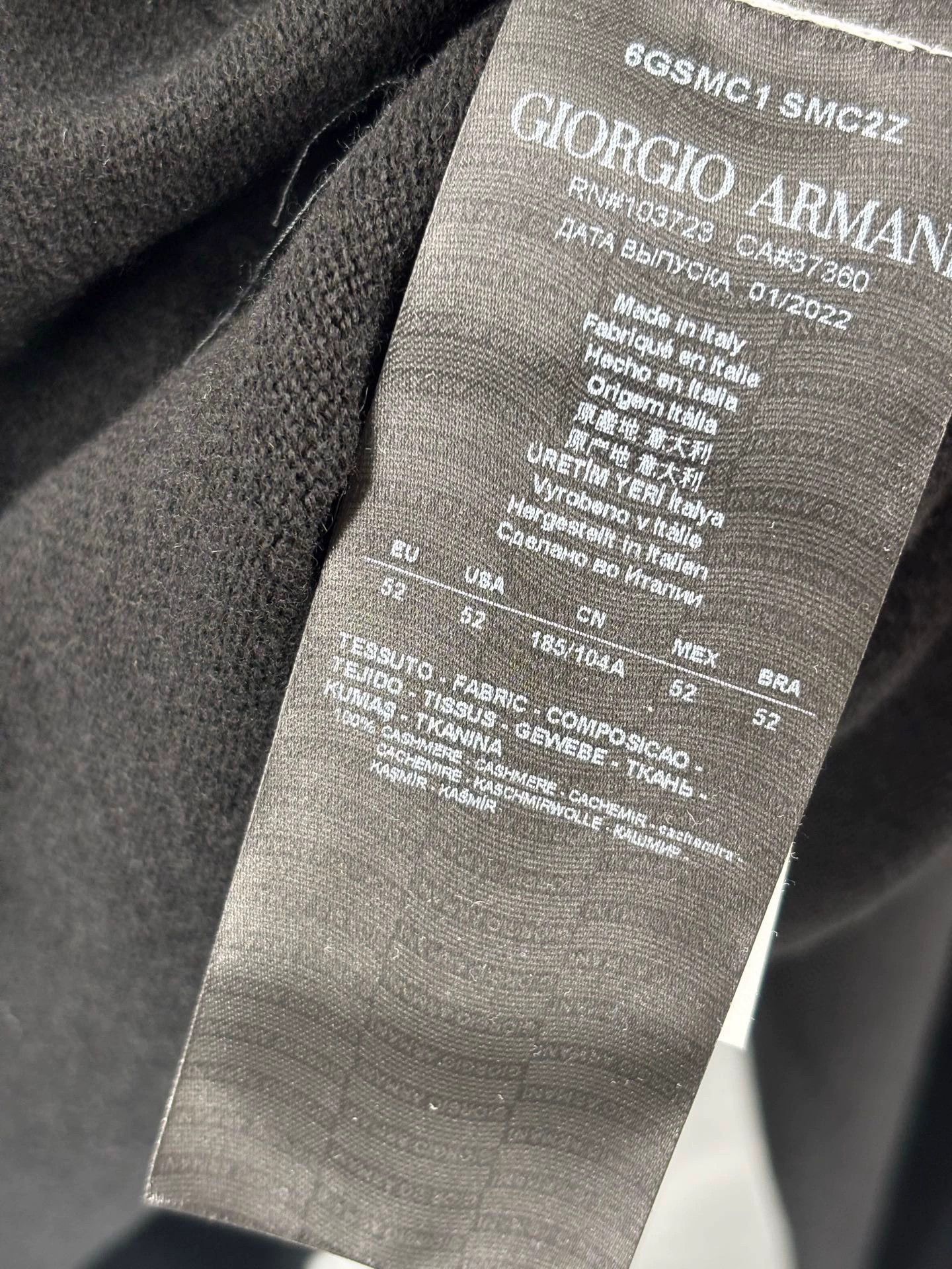 Emporio Armani black cashmere sweater for men by Armani Size US M / EU 48-50 / 2 - 5 Thumbnail