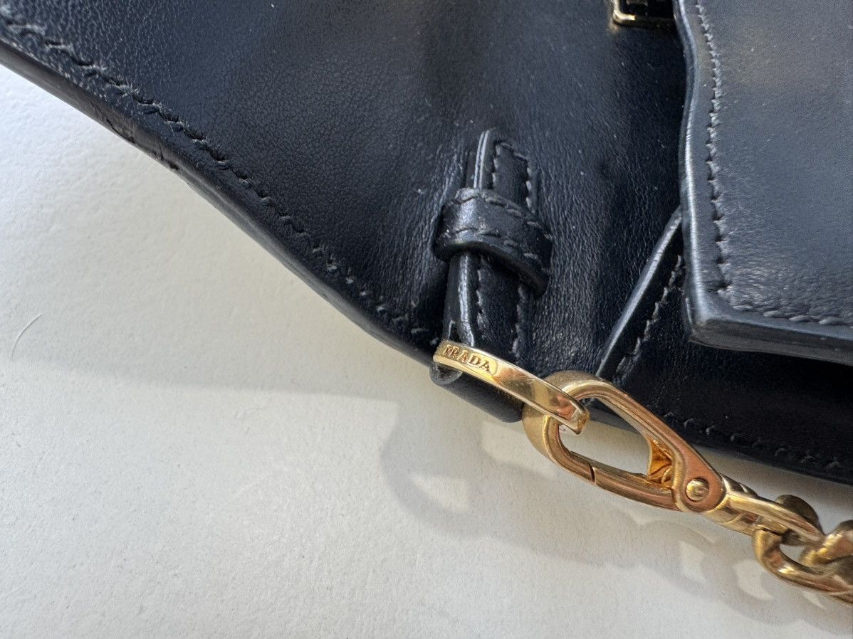 Prada Prada Cahier Leather Shoulder Bag in Black and Gold Size ONE SIZE - 9 Thumbnail