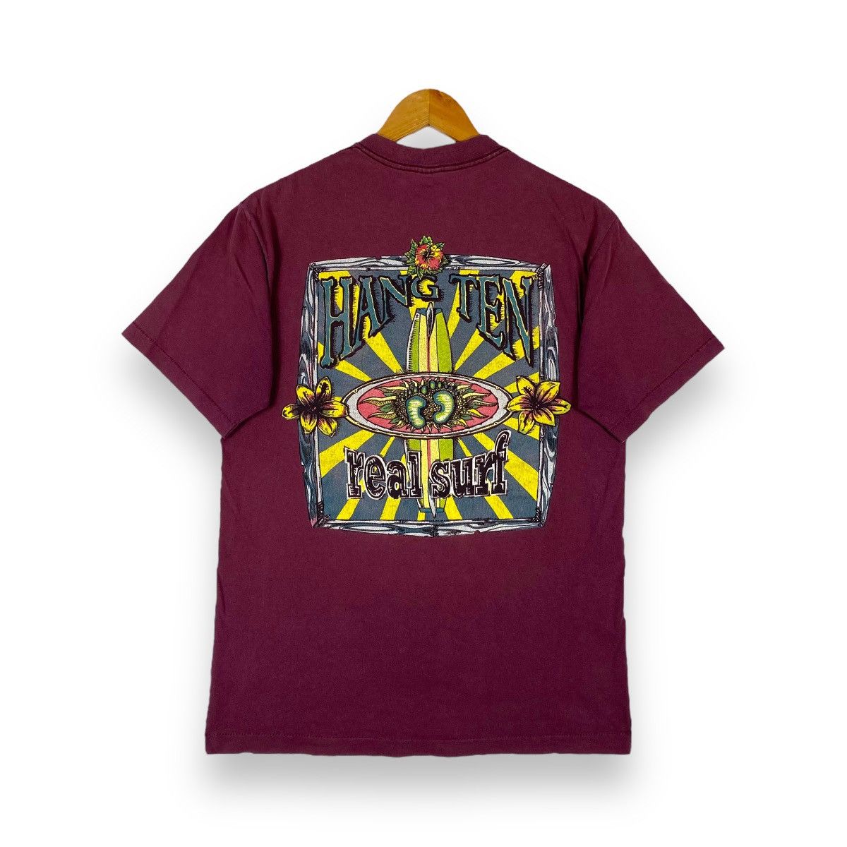 Vintage 90's HANG TEN Real Surf Longboards Graphic Surf Tee