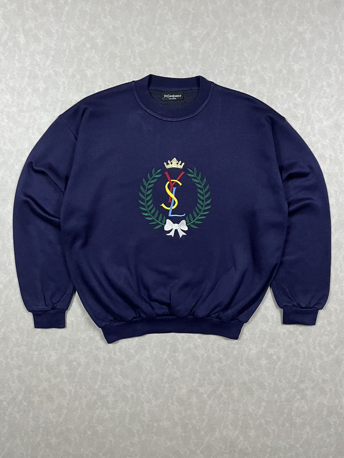 Yves Saint Laurent 90s YSL embroidery sweatshirt Size US M / EU 48-50 / 2 - 1 Thumbnail