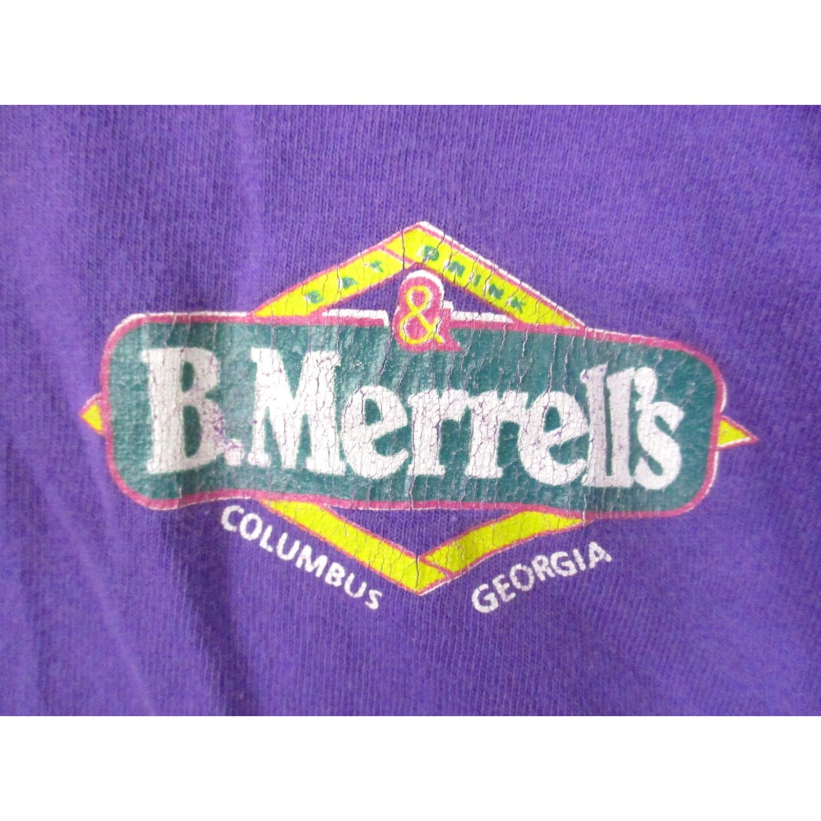 Fruit Of The Loom VINTAGE B. Merrell's Columbus Georgia Shirt Medium Single Stitch Purple USA Shirt Mens M Purple USA Vintage Size US M / EU 48-50 / 2 - 2 Thumbnail