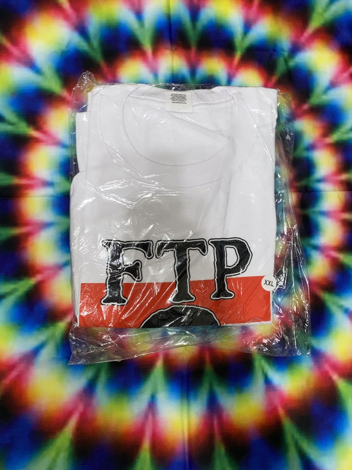 image of Fuck The Population Ftp Skull T-Shirt White, Men's (Size 2XL)