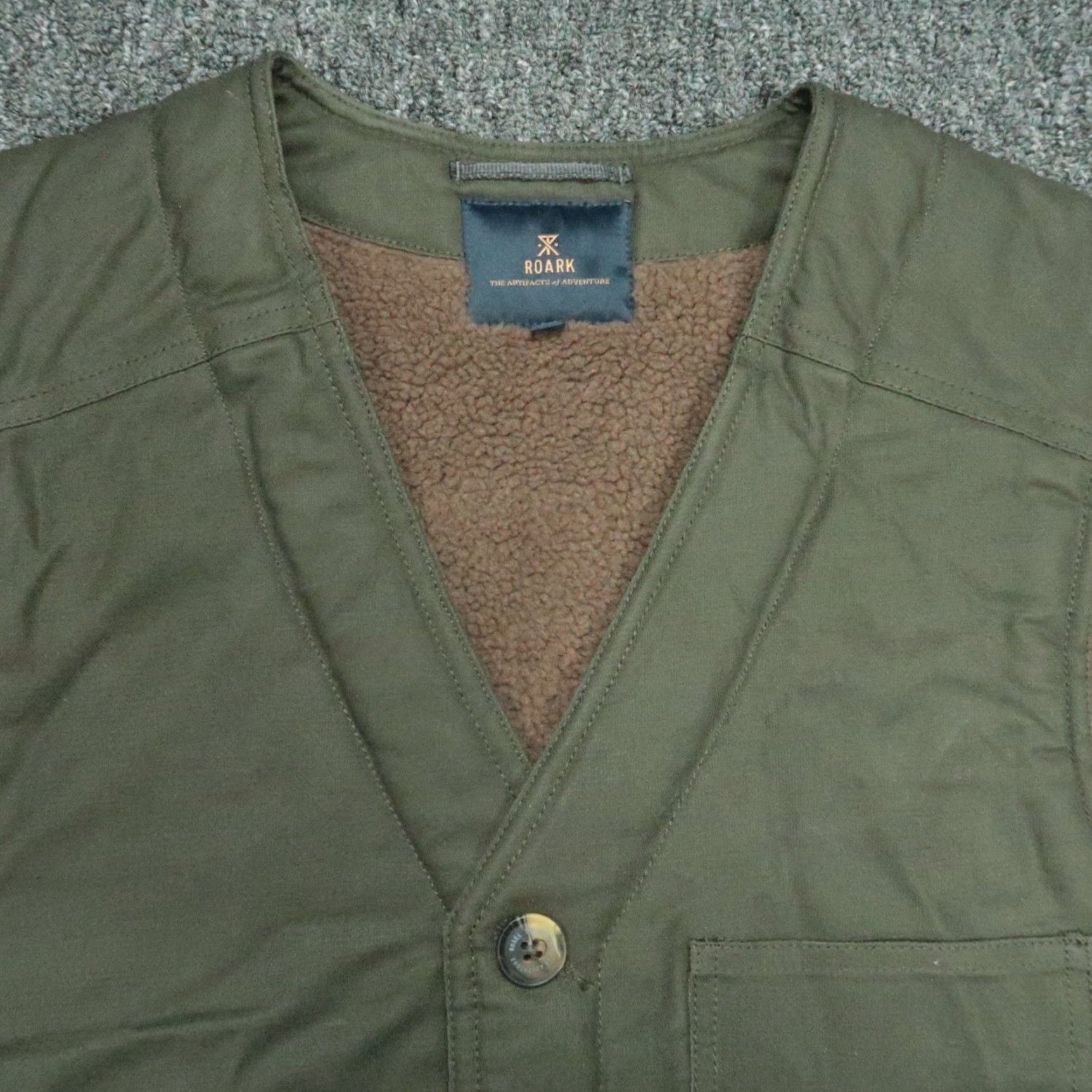 Roark VINTAGE Roark Vest Men M Green Canvas Pocket Lined Sherpa Fleece Waxed Button Pockets Size US M / EU 48-50 / 2 - 2 Thumbnail