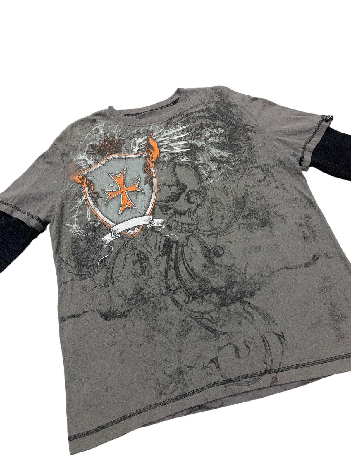 Affliction × If Six Was Nine Y2K MMA Elite Cyber Grunge Double Layer Thermal L/S Tees Size US L / EU 52-54 / 3 - 4 Thumbnail
