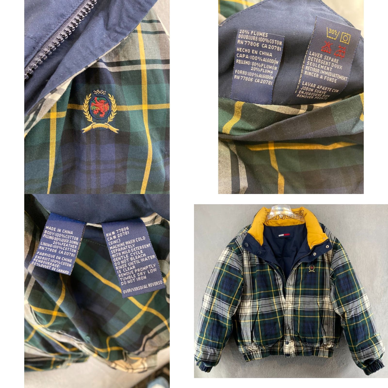Tommy Hilfiger VINTAGE Tommy Hilfiger Reversible Puffer Jacket XL Blue Plaid Preppy Mens Size US XL / EU 56 / 4 - 8 Thumbnail