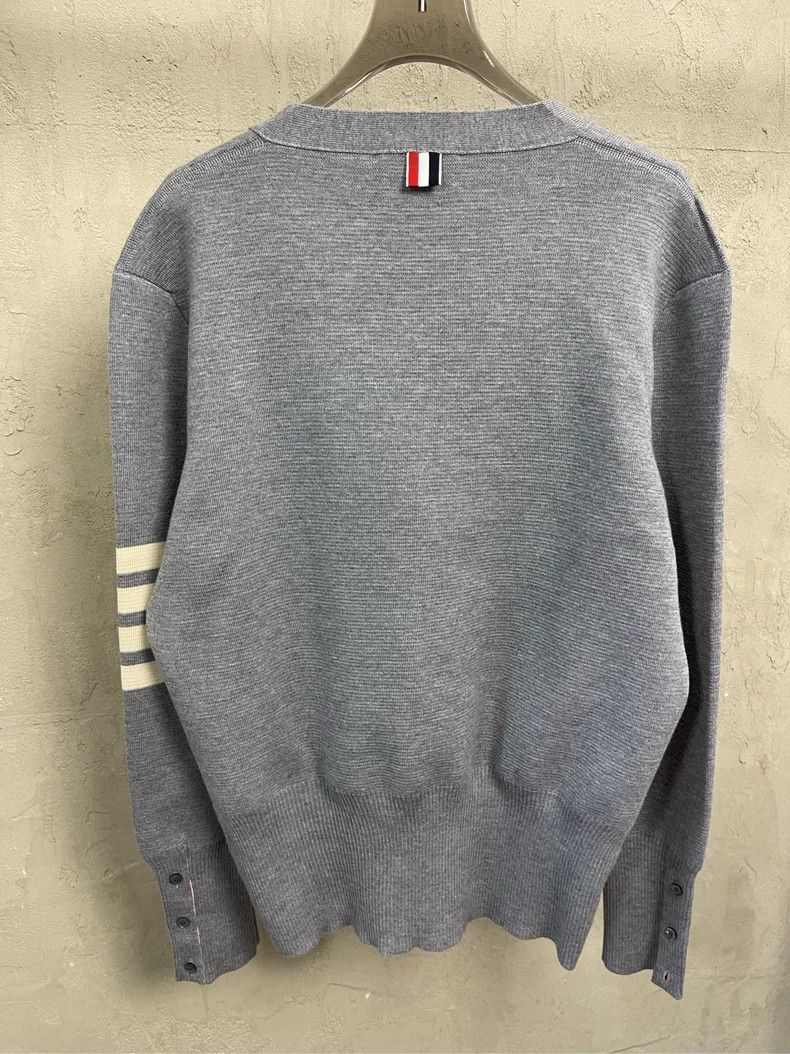 Thom Browne Thom Browne Gray four-striped wool cardigan jacket 2505-Nex Size US L / EU 52-54 / 3 - 4 Thumbnail