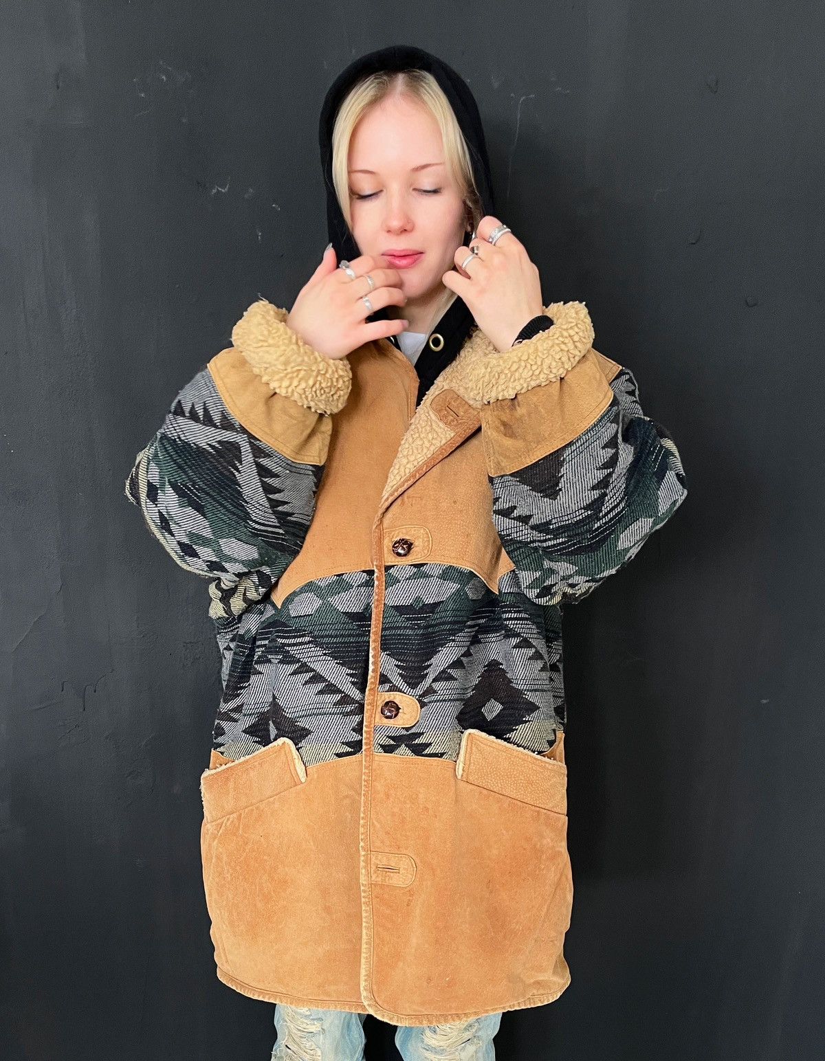 Vintage Vintage Suede Native Ranch Coat XL Shearling Patina Size US XXL / EU 58 / 5 - 2 Thumbnail