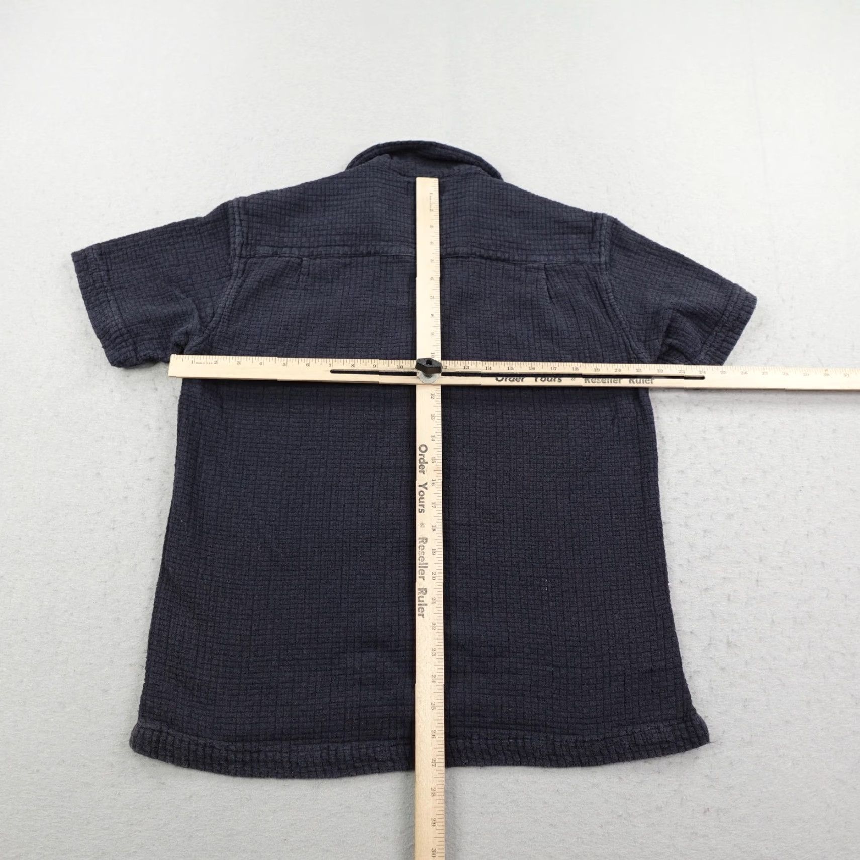 Vintage Kenny Flowers Shirt Mens Large Navy Blue Waffle Knit Textured Button Up Camp Size US L / EU 52-54 / 3 - 7 Thumbnail