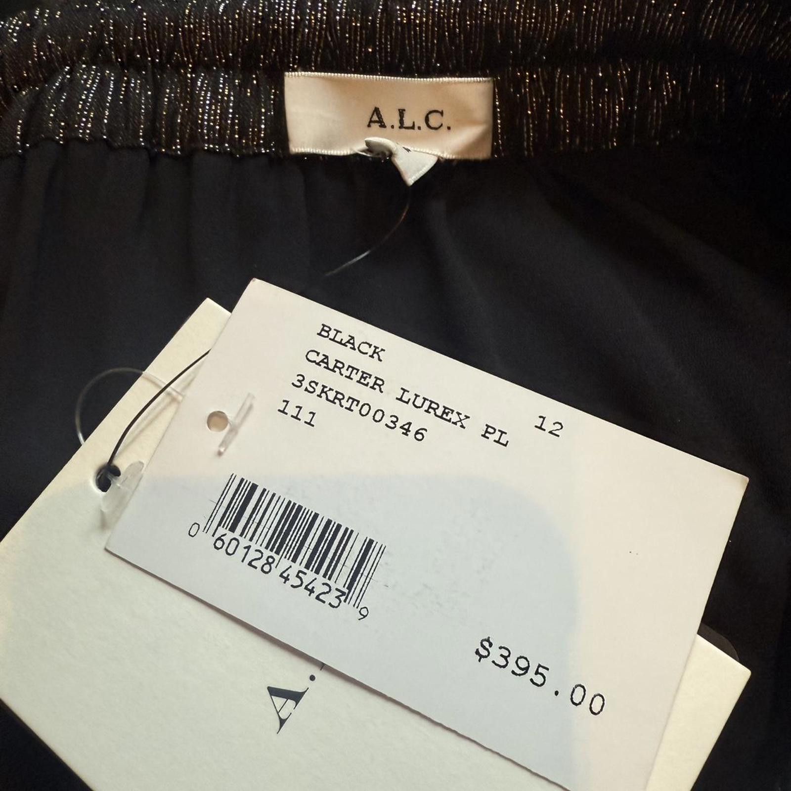 A.L.C. A.L.C Women's Black Metallic Pleated Skirt Size 12 Size 34" / US 12 / IT 48 - 3 Thumbnail